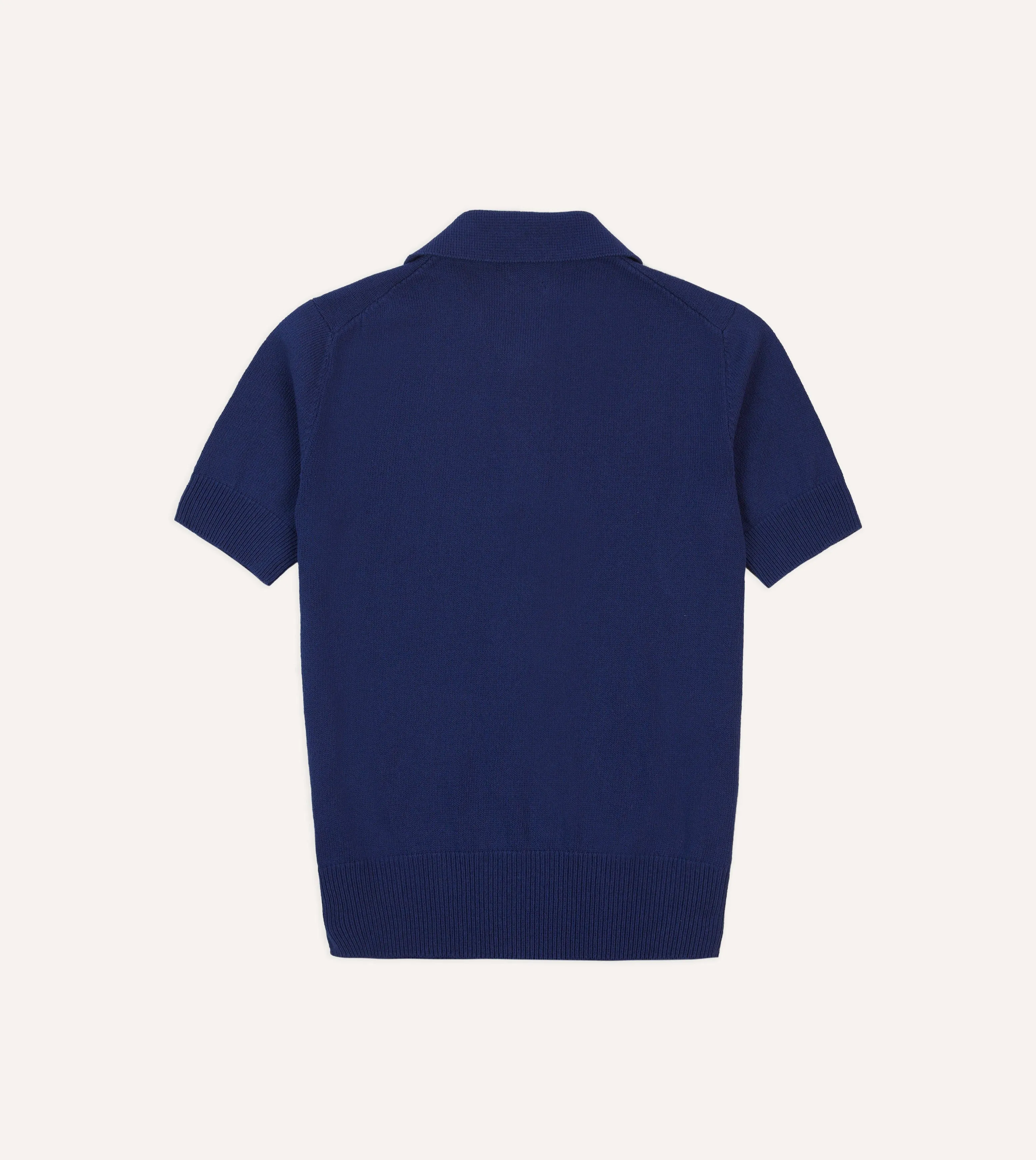 Blue Knitted Crepe Cotton Short-Sleeve Polo Shirt sold by Drake's London product image thumbnail 4