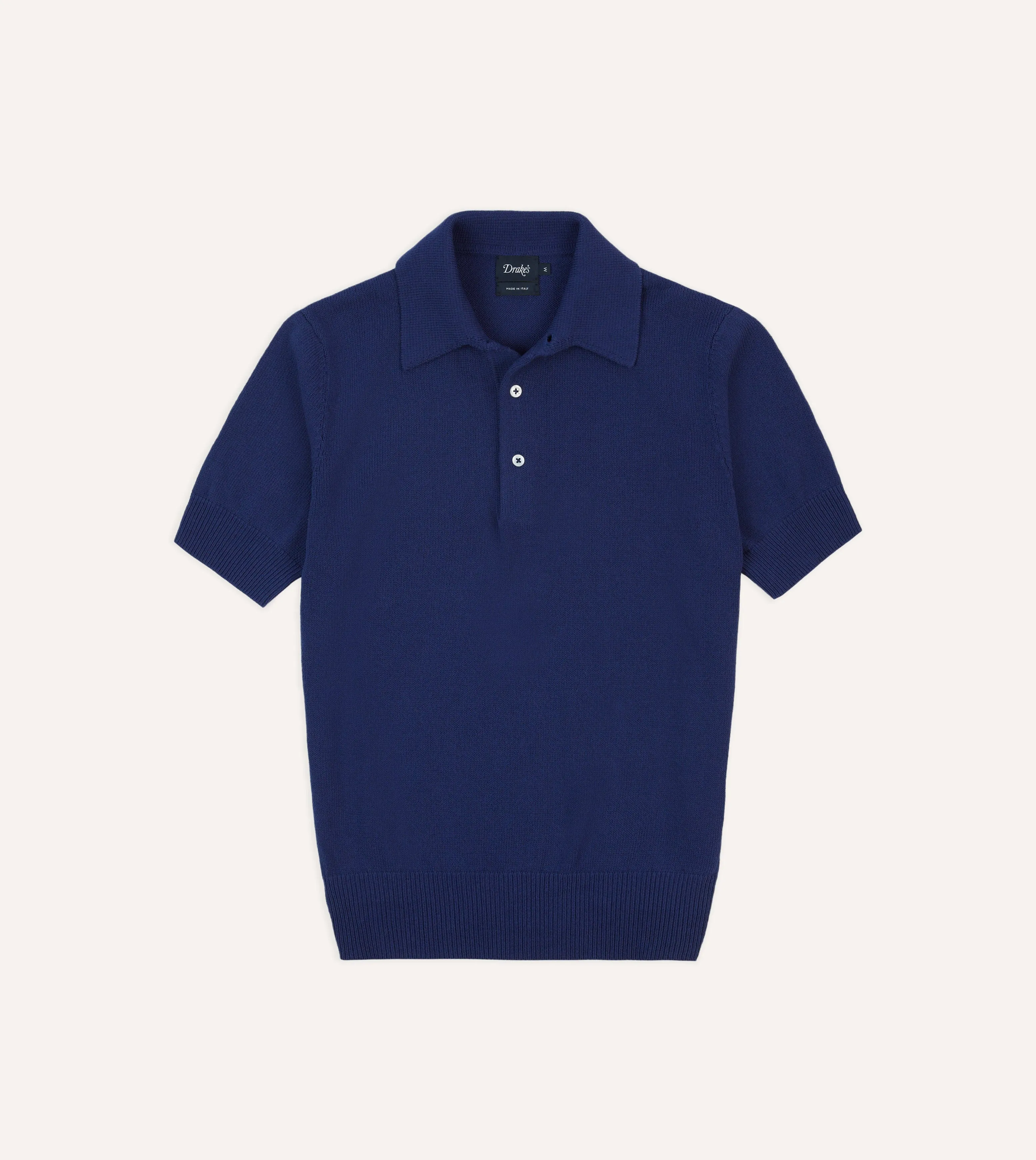 Blue Knitted Crepe Cotton Short-Sleeve Polo Shirt sold by Drake's London
