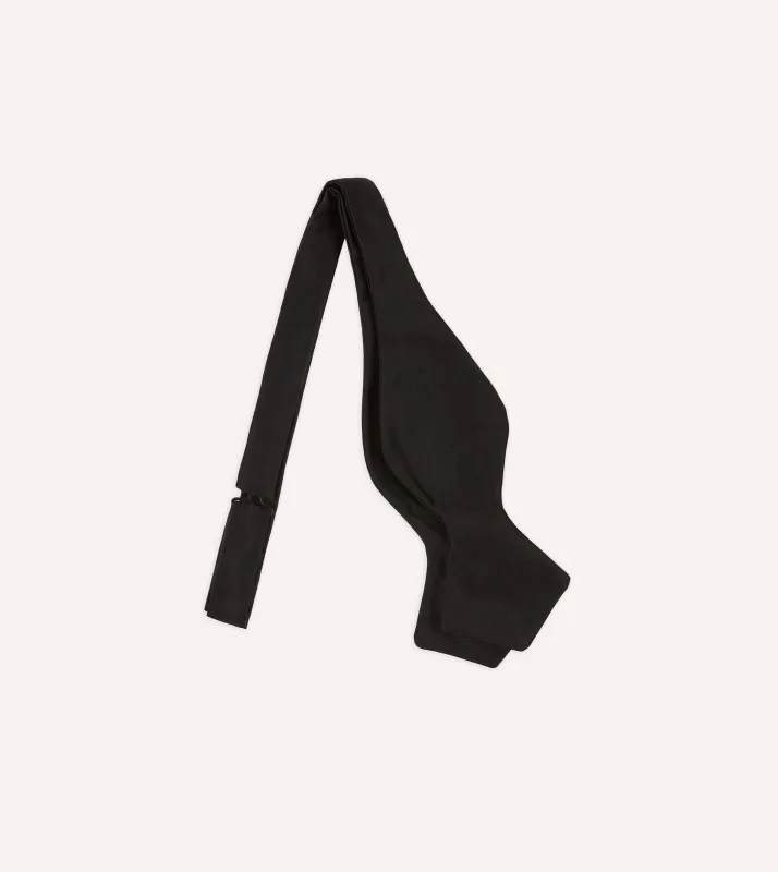 Black Self-Tie Satin Batwing Bow Tie sold by Drake's London