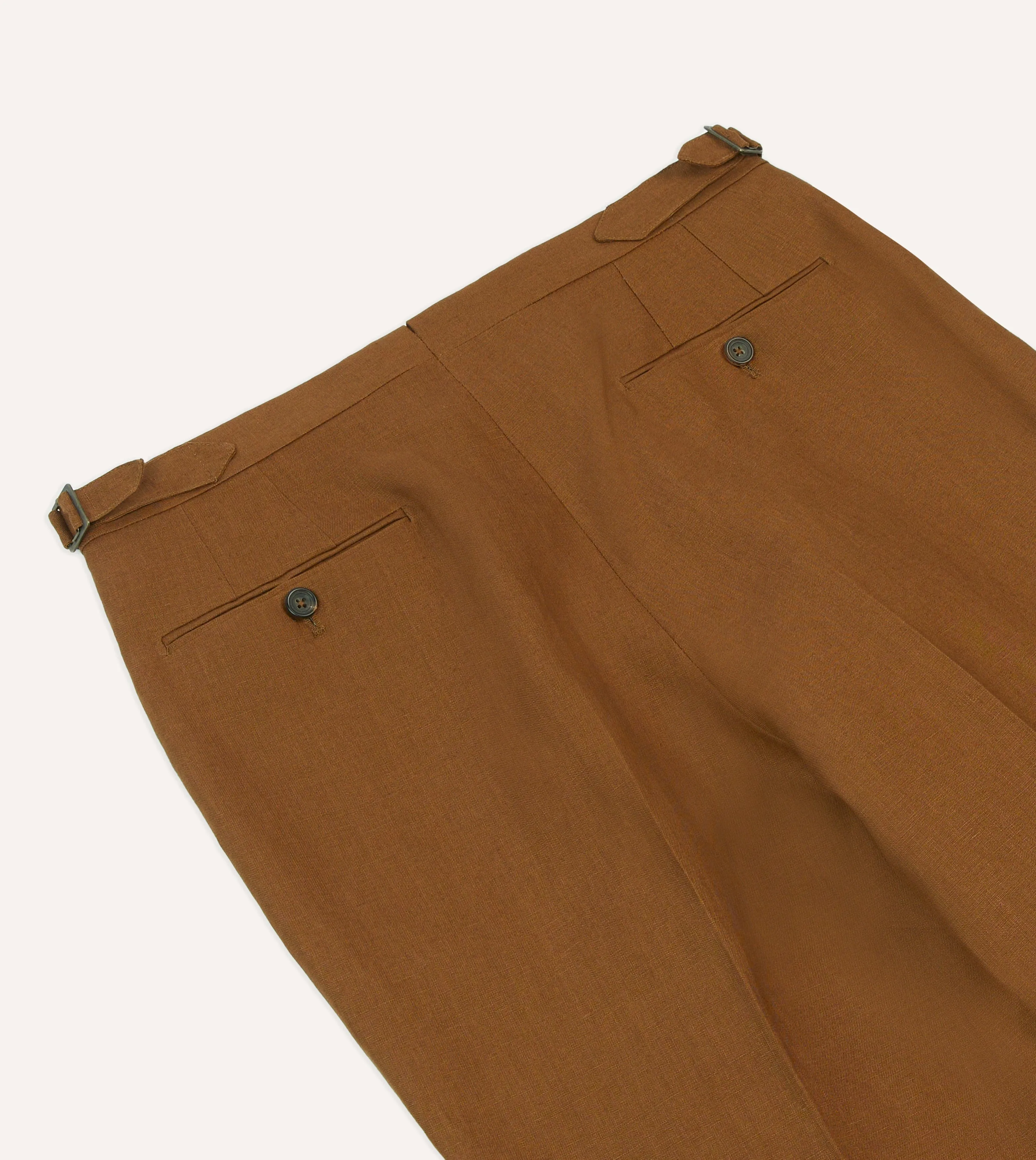Brown Irish Linen Single Pleat Trouser sold by Drake's London product image thumbnail 5