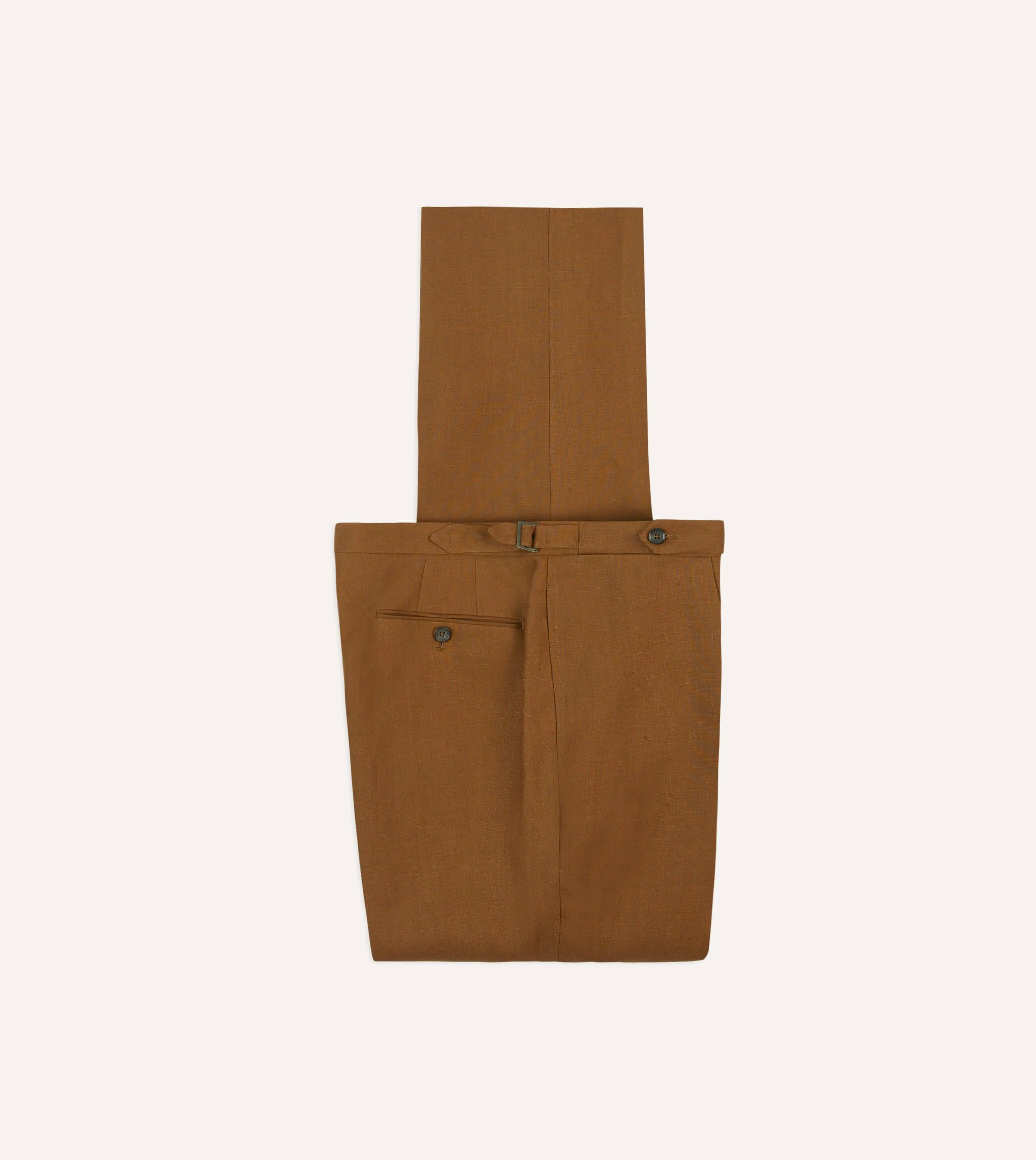 Brown Irish Linen Single Pleat Trouser sold by Drake's London
