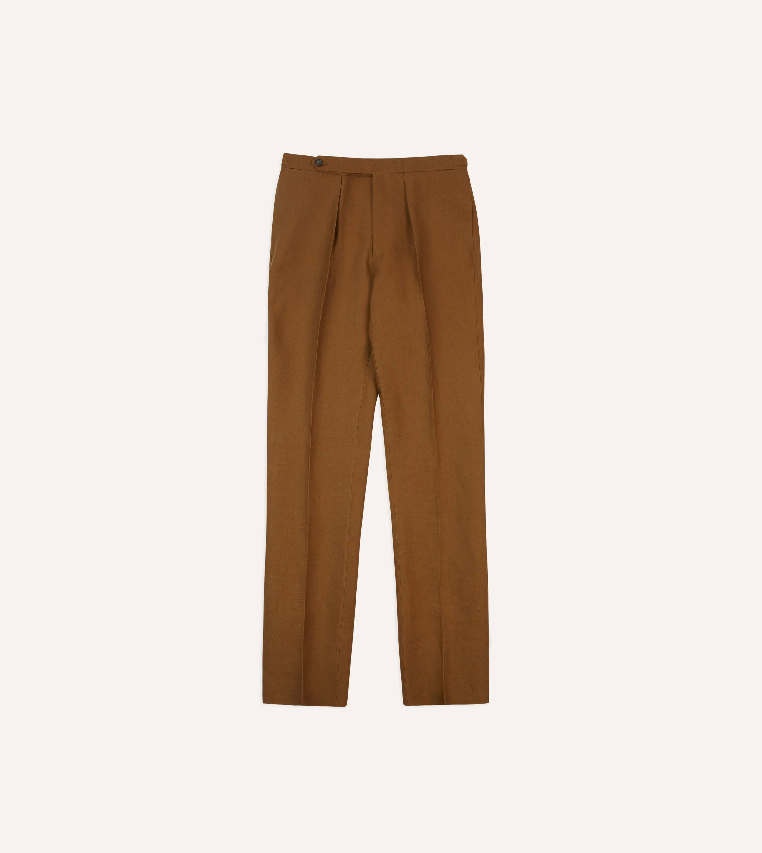 Brown Irish Linen Single Pleat Trouser sold by Drake's London product image thumbnail 3