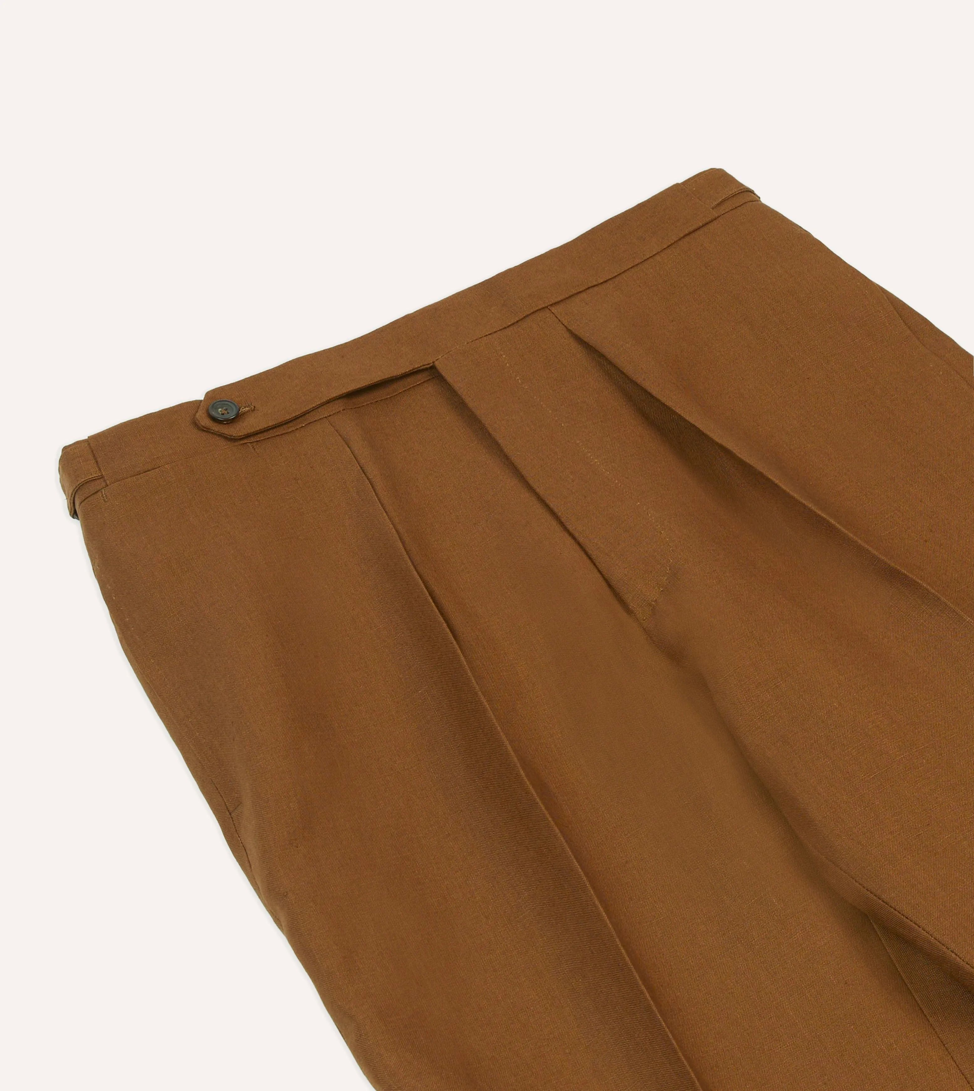 Brown Irish Linen Single Pleat Trouser sold by Drake's London product image thumbnail 4