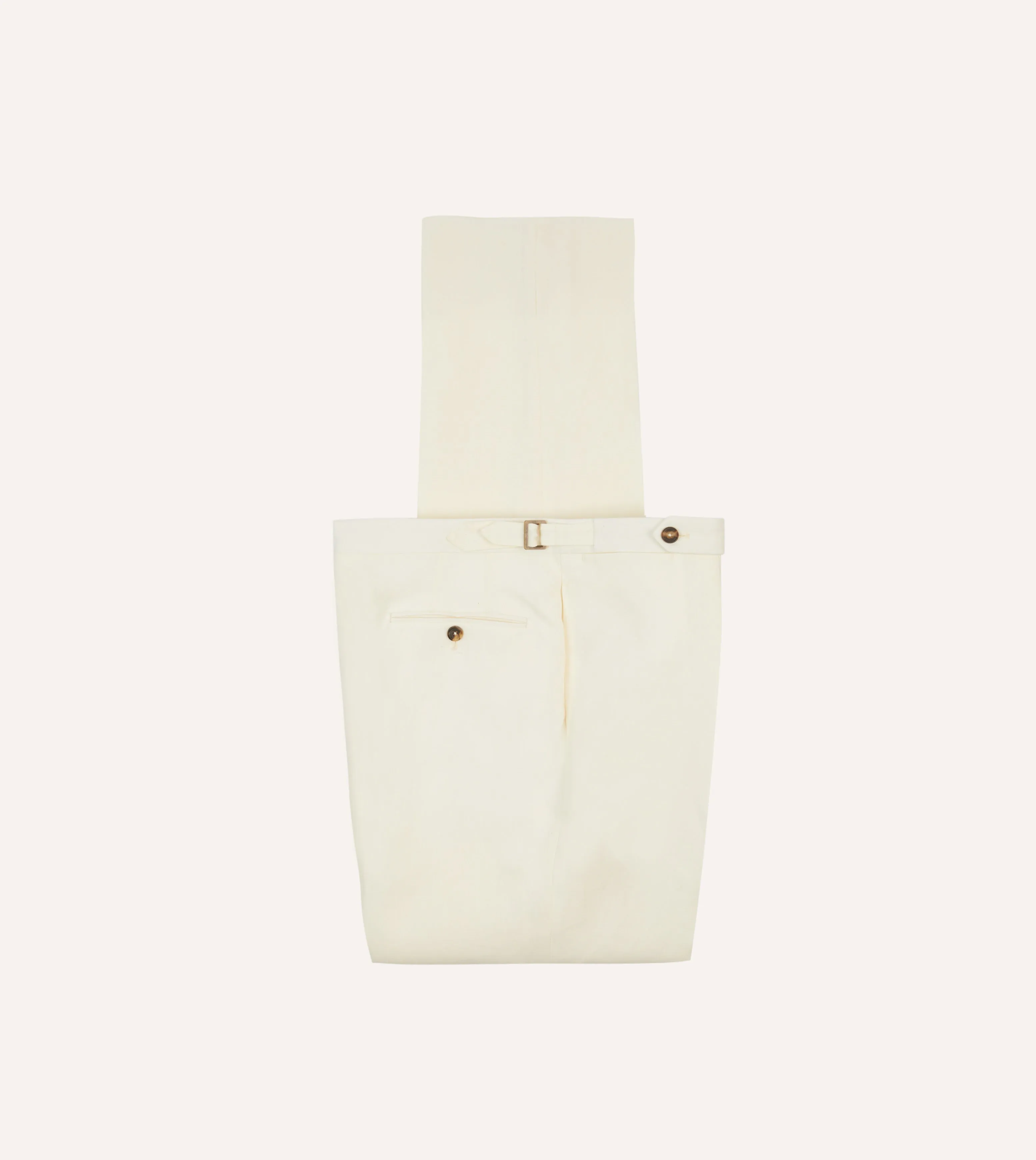 Ecru Irish Linen Single Pleat Trouser sold by Drake's London