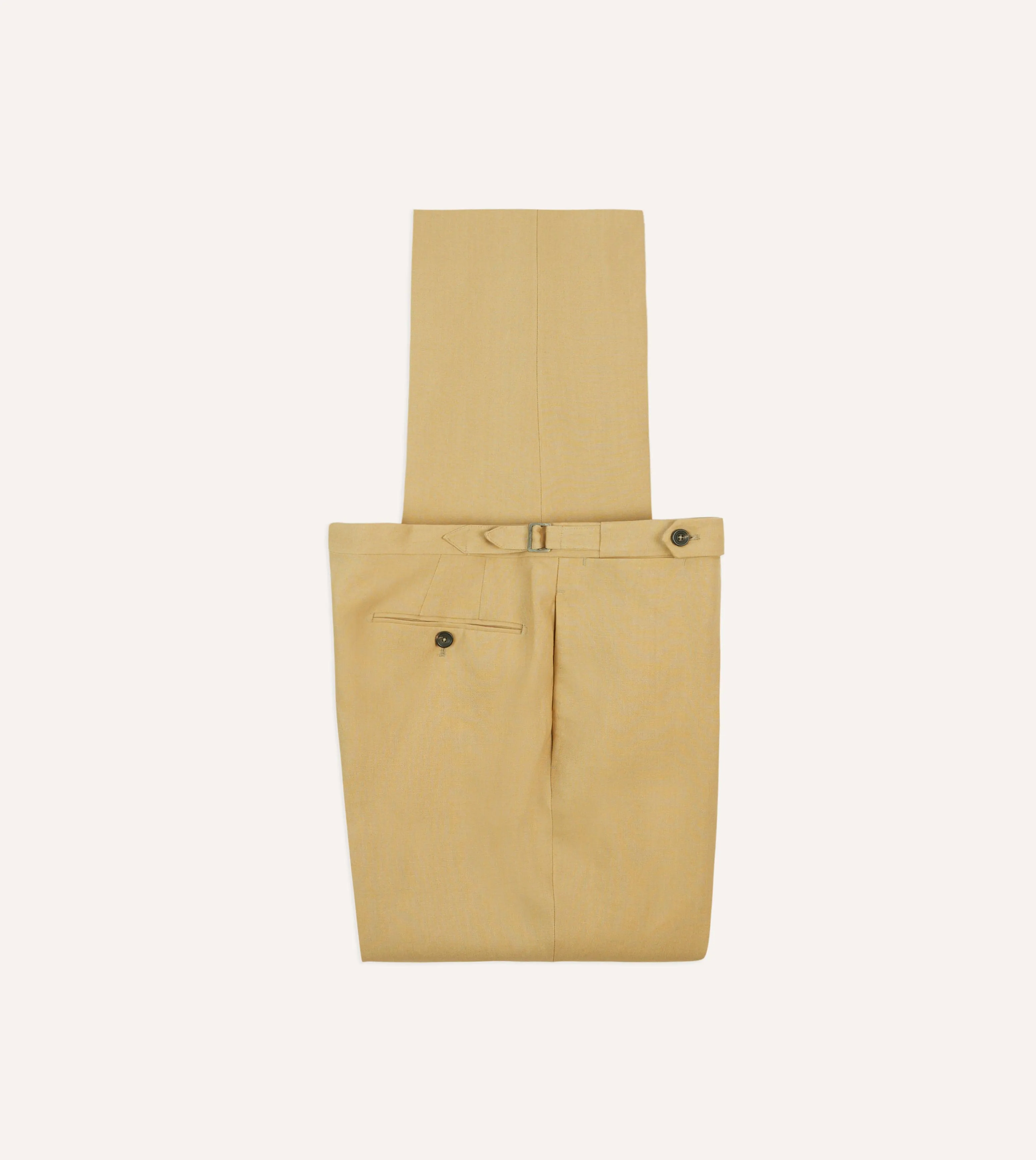 Sand Irish Linen Single Pleat Trouser sold by Drake's London