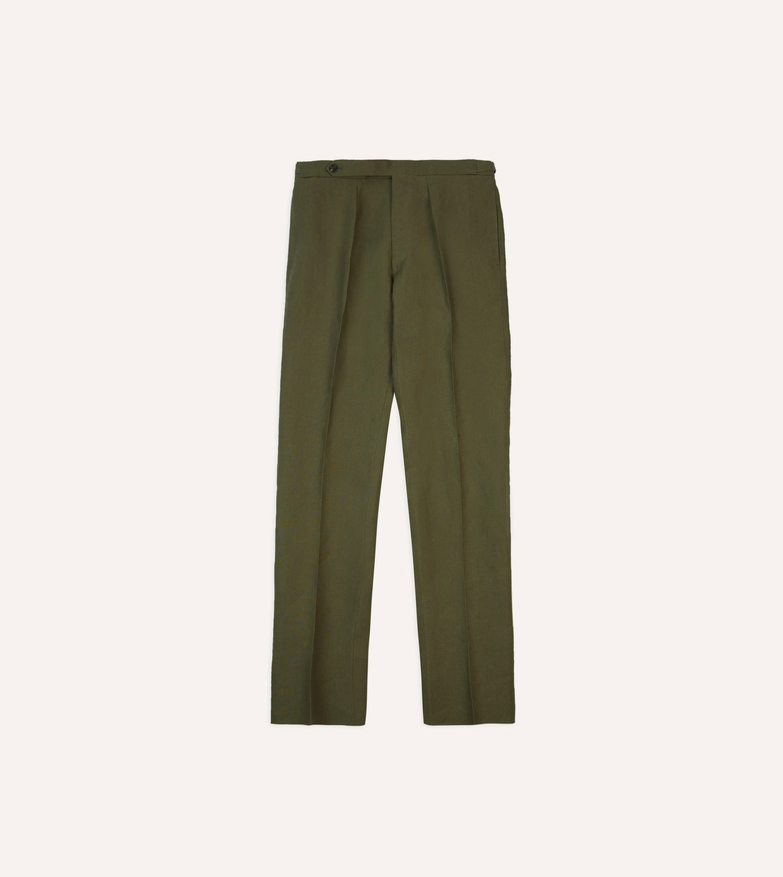 Olive Irish Linen Single Pleat Trouser sold by Drake's London product image thumbnail 3