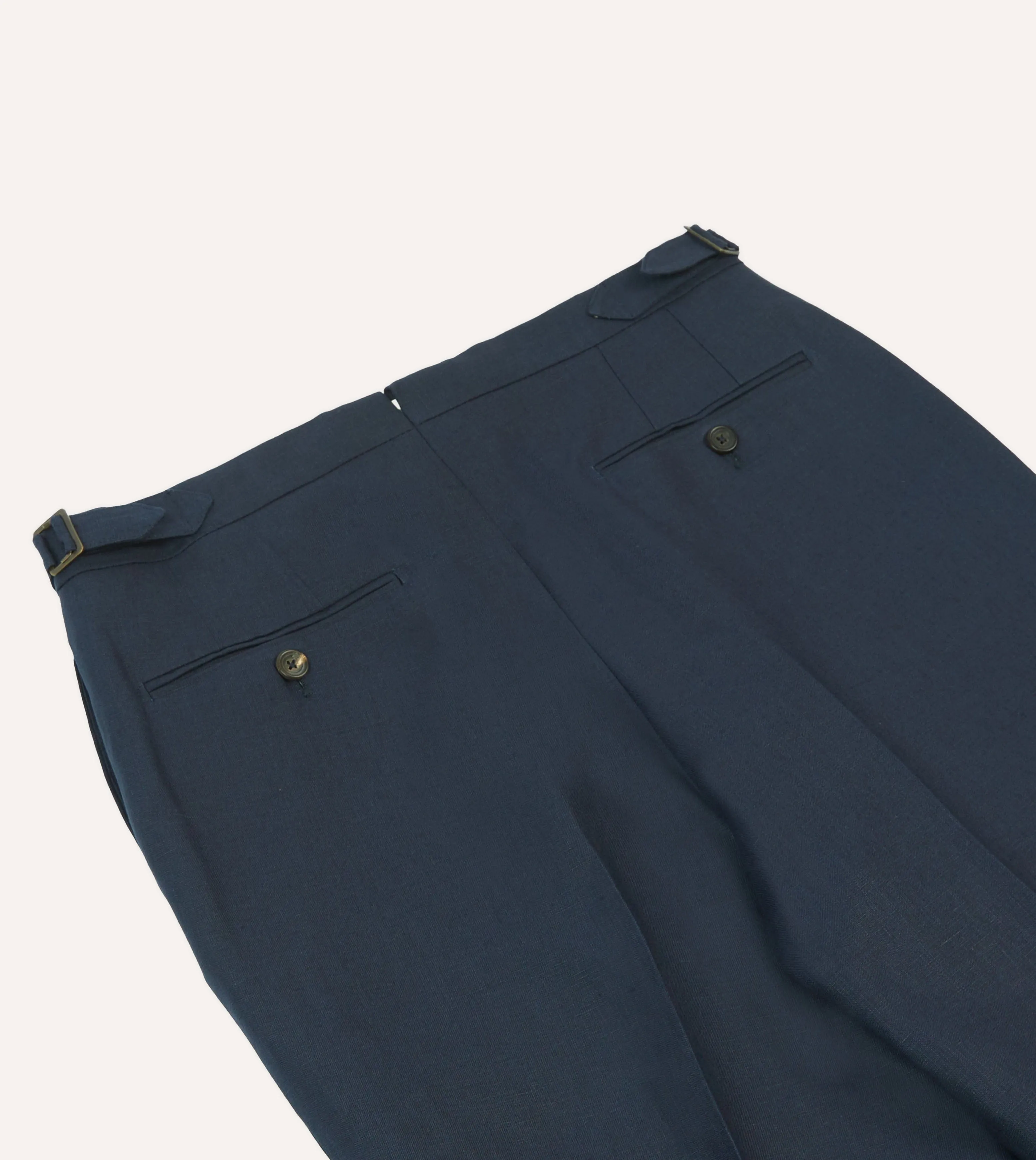 Navy Irish Linen Single Pleat Trouser sold by Drake's London product image thumbnail 5