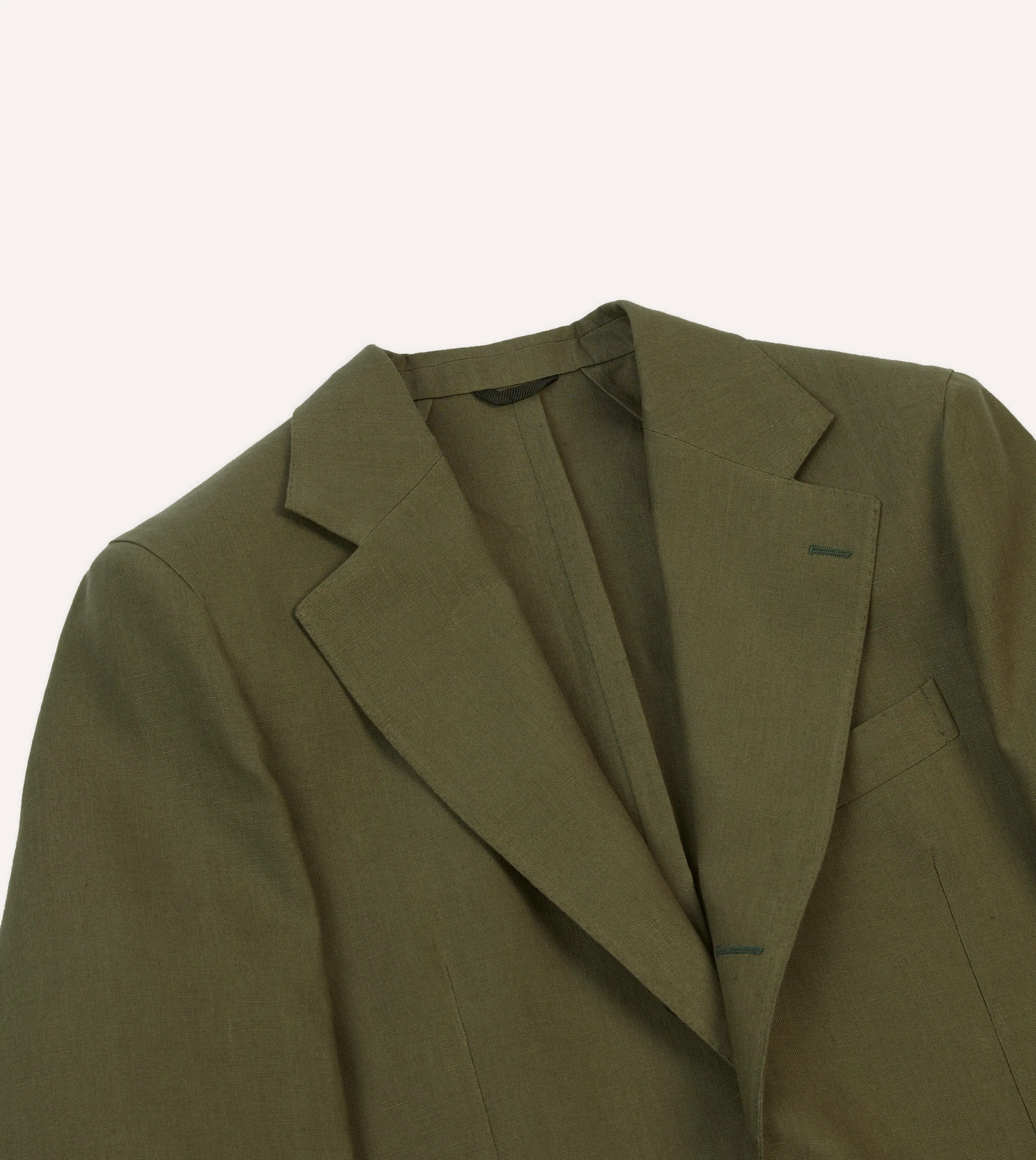 Olive Irish Linen Tailored Jacket sold by Drake's London product image thumbnail 3