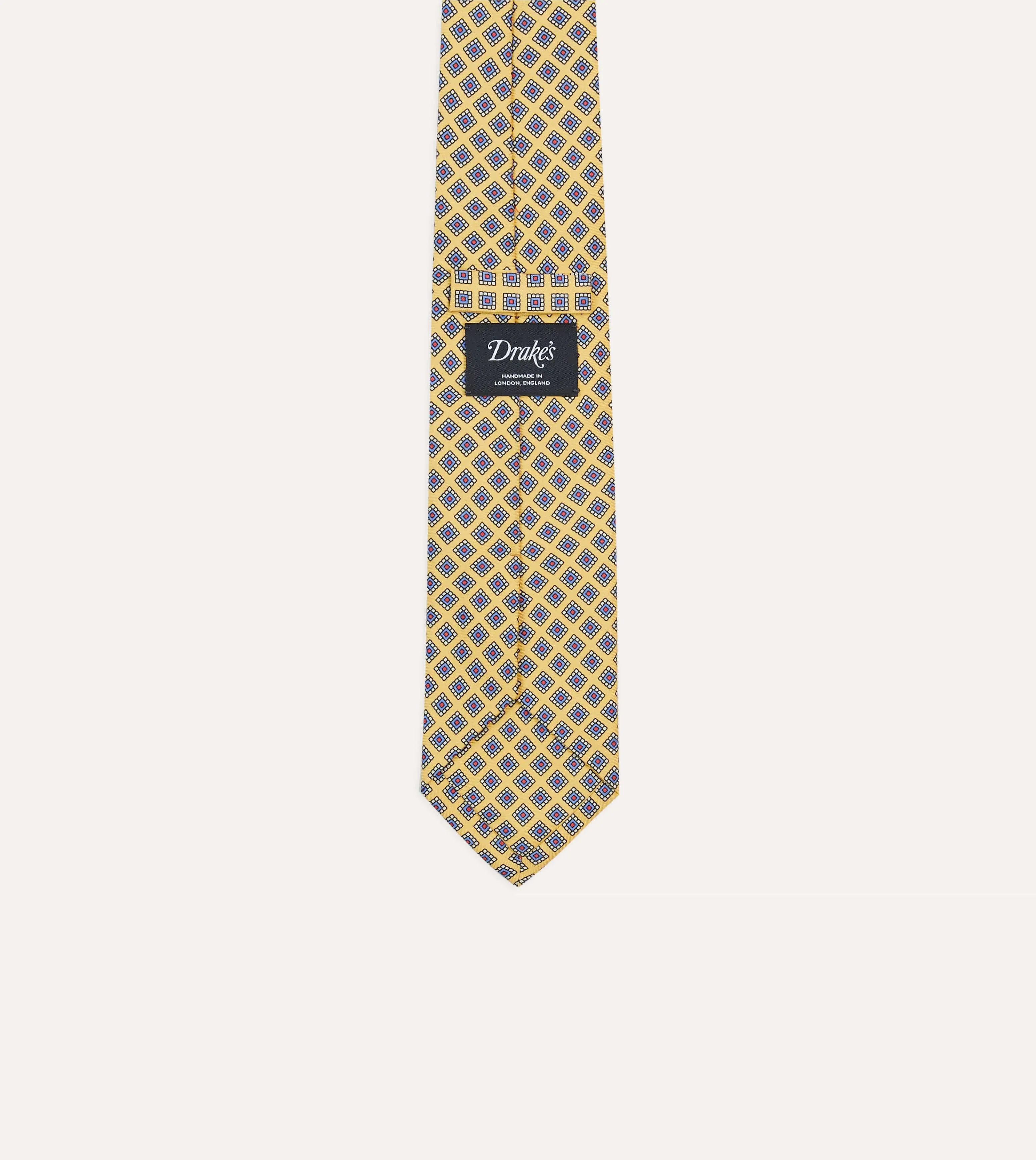 Yellow Square Medallion Self-Tipped Silk Tie sold by Drake's London product image thumbnail 4