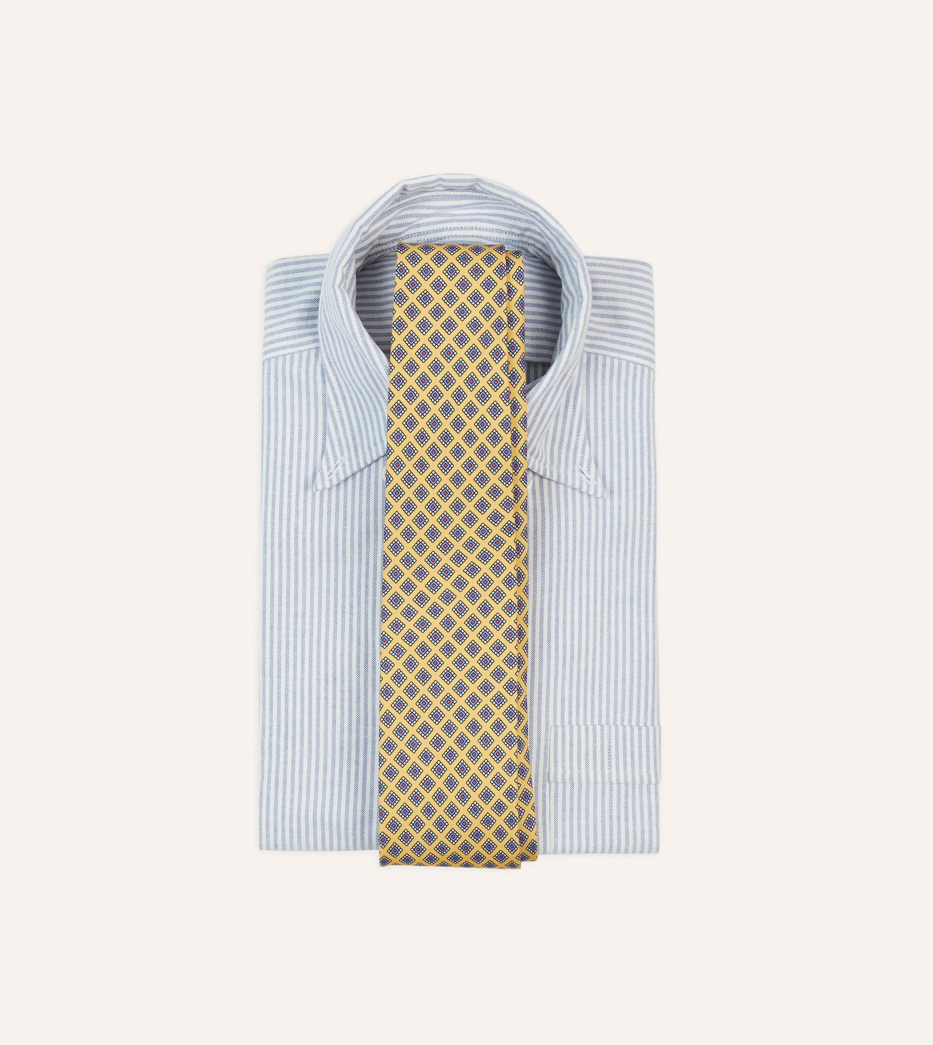 Yellow Square Medallion Self-Tipped Silk Tie sold by Drake's London product image thumbnail 2