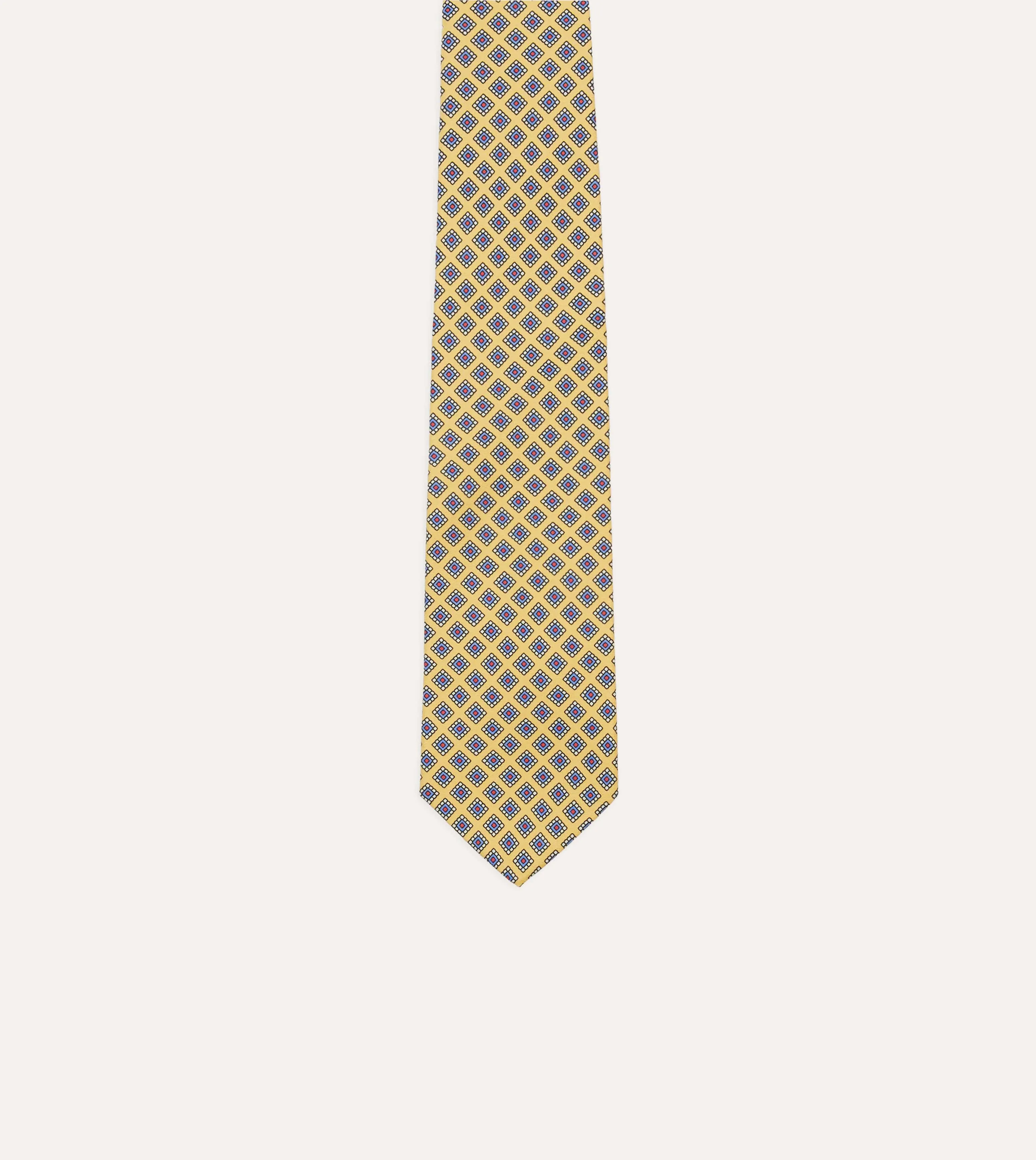 Yellow Square Medallion Self-Tipped Silk Tie sold by Drake's London product image thumbnail 3
