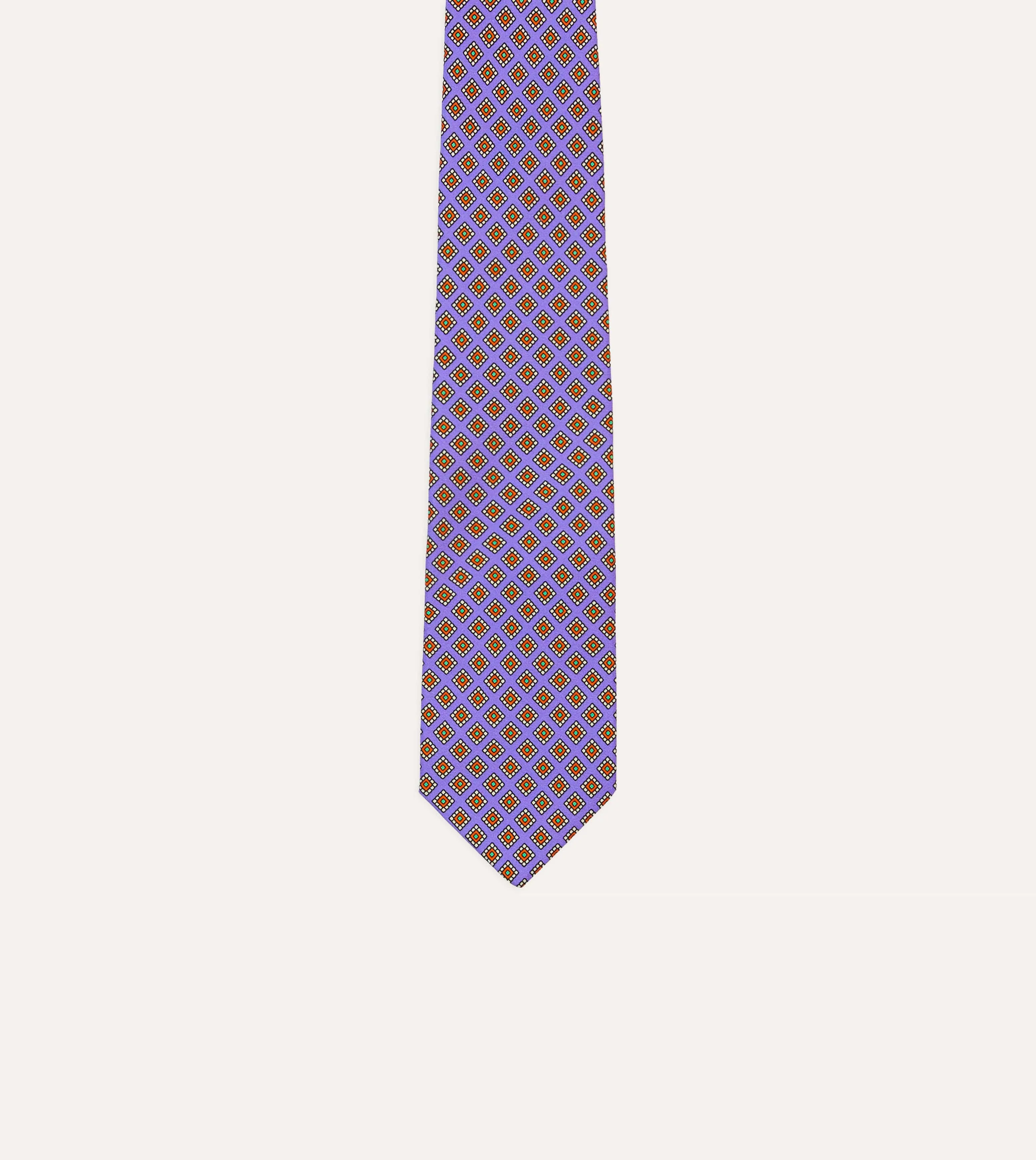 Purple Square Medallion Self-Tipped Silk Tie sold by Drake's London product image thumbnail 3