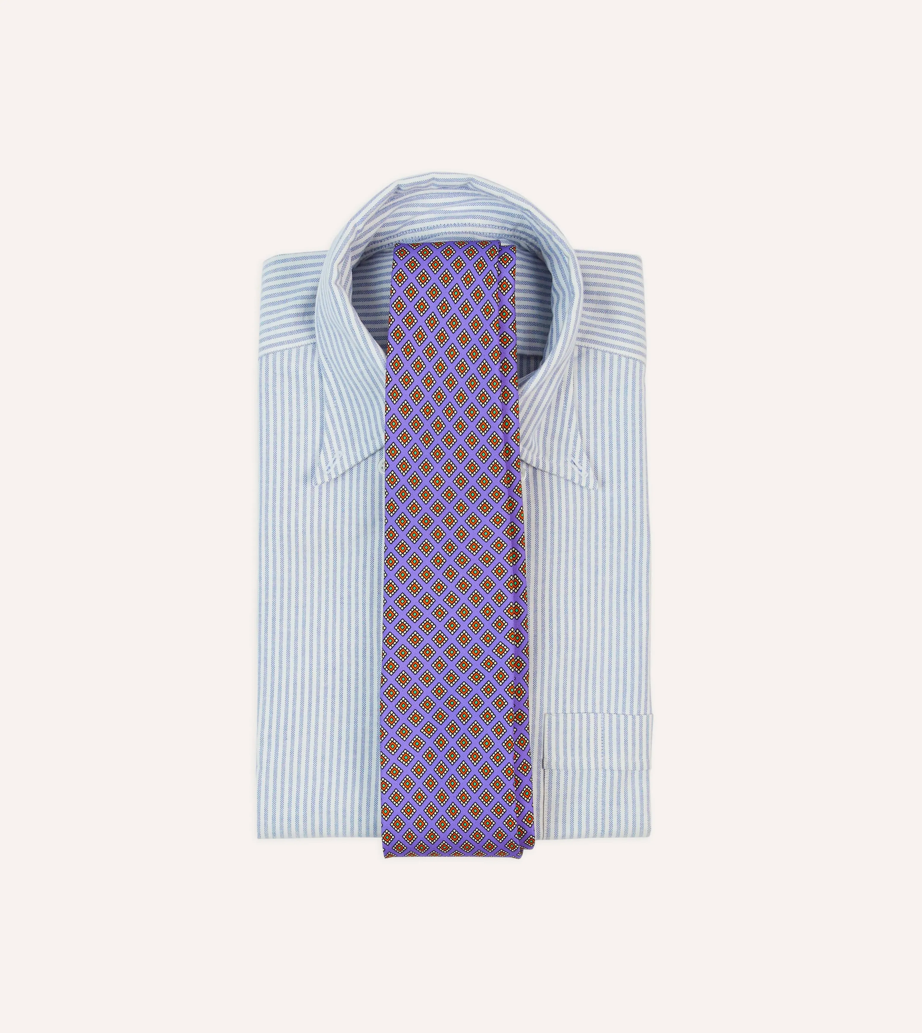 Purple Square Medallion Self-Tipped Silk Tie sold by Drake's London product image thumbnail 2