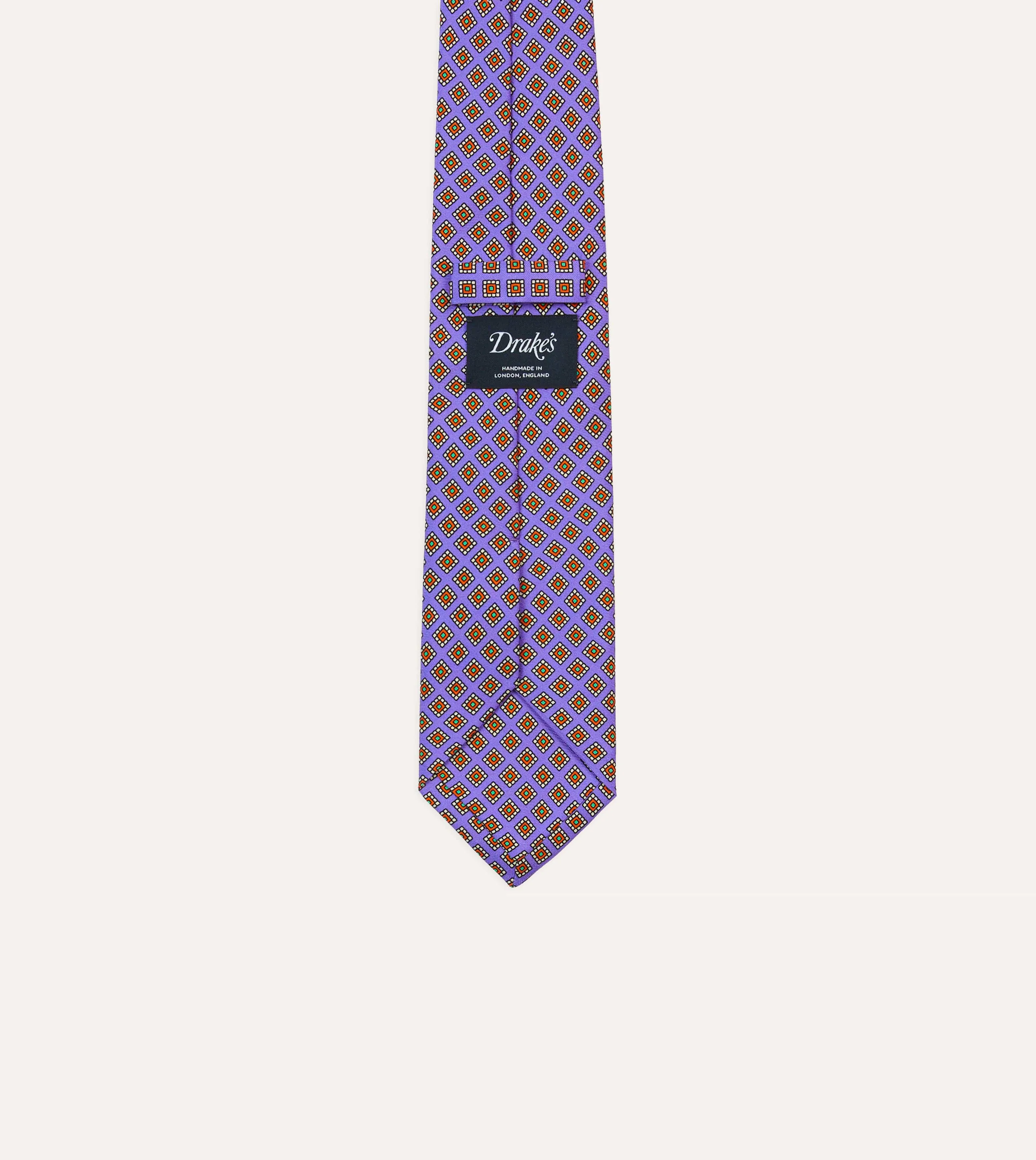 Purple Square Medallion Self-Tipped Silk Tie sold by Drake's London product image thumbnail 4
