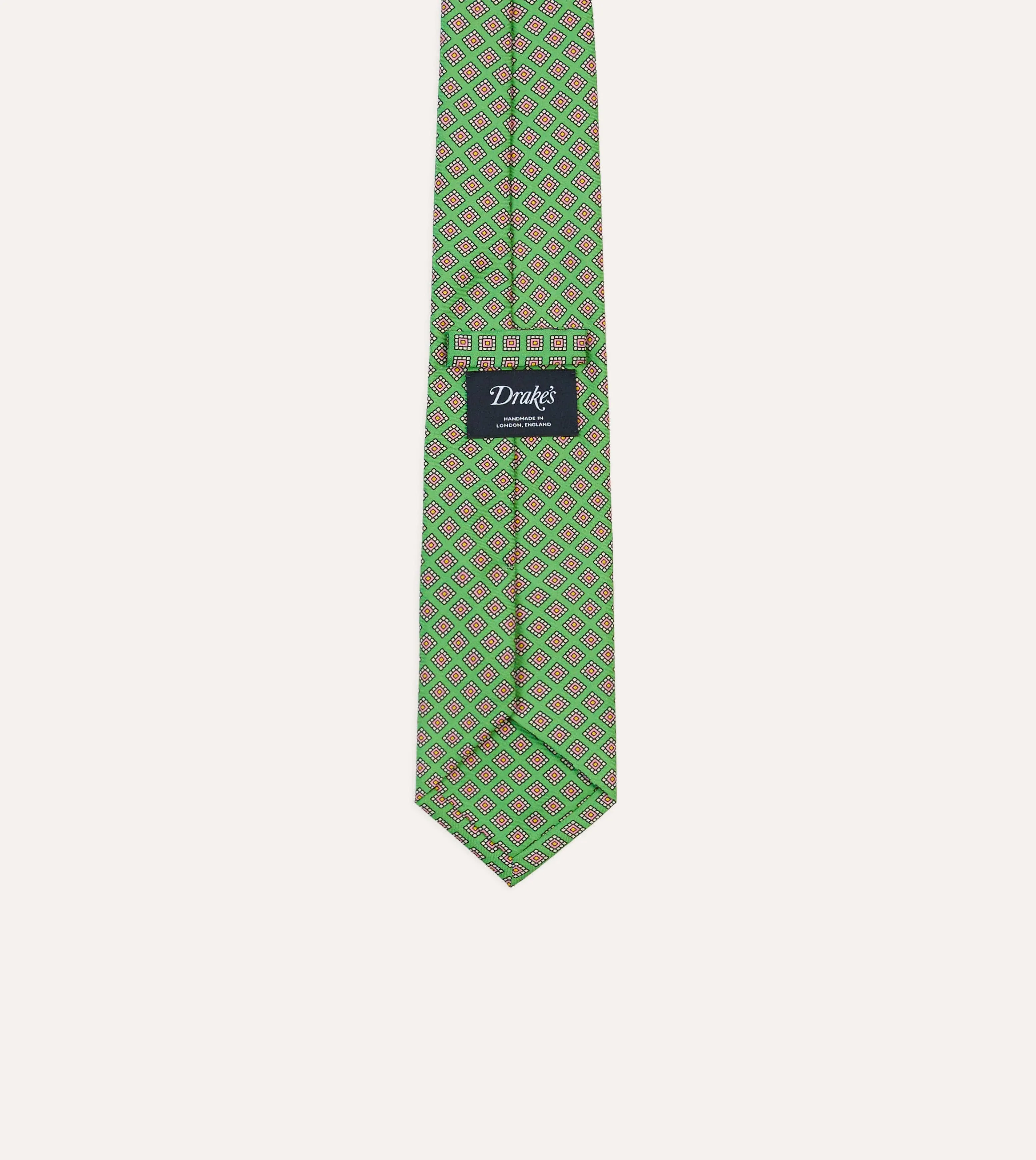 Green Square Medallion Self-Tipped Silk Tie sold by Drake's London product image thumbnail 4
