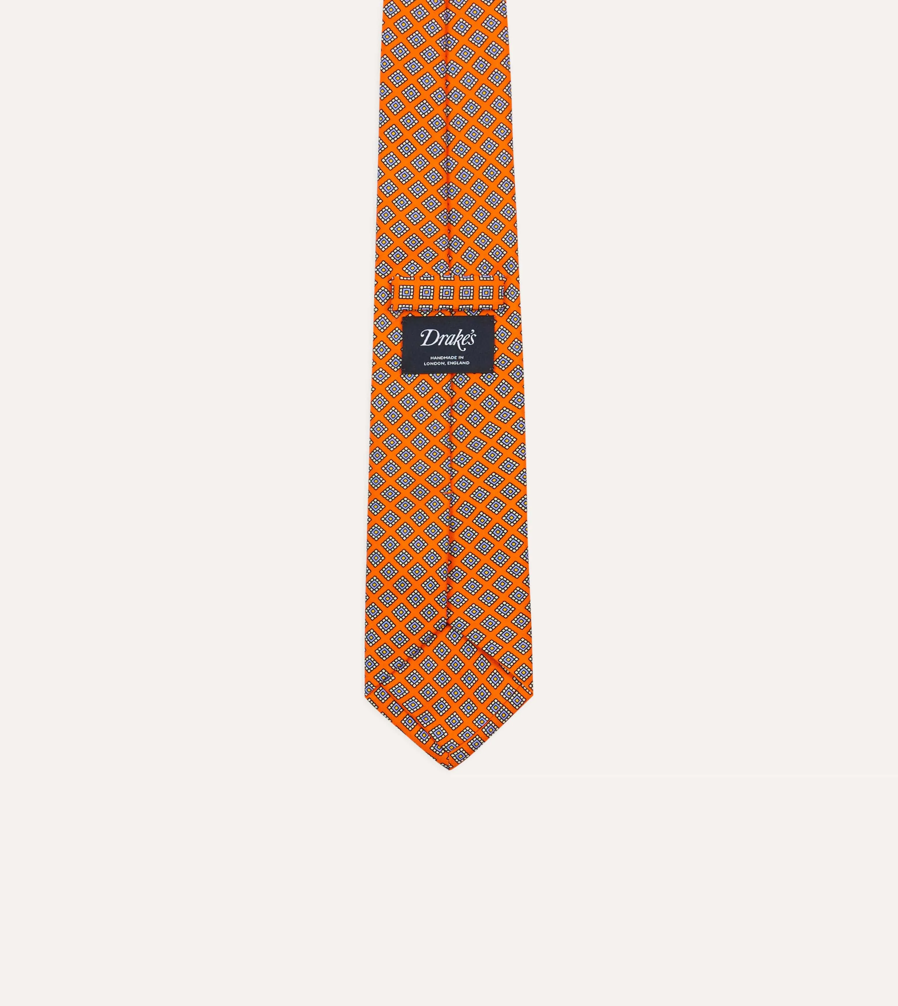 Orange Square Medallion Self-Tipped Silk Tie sold by Drake's London product image thumbnail 4