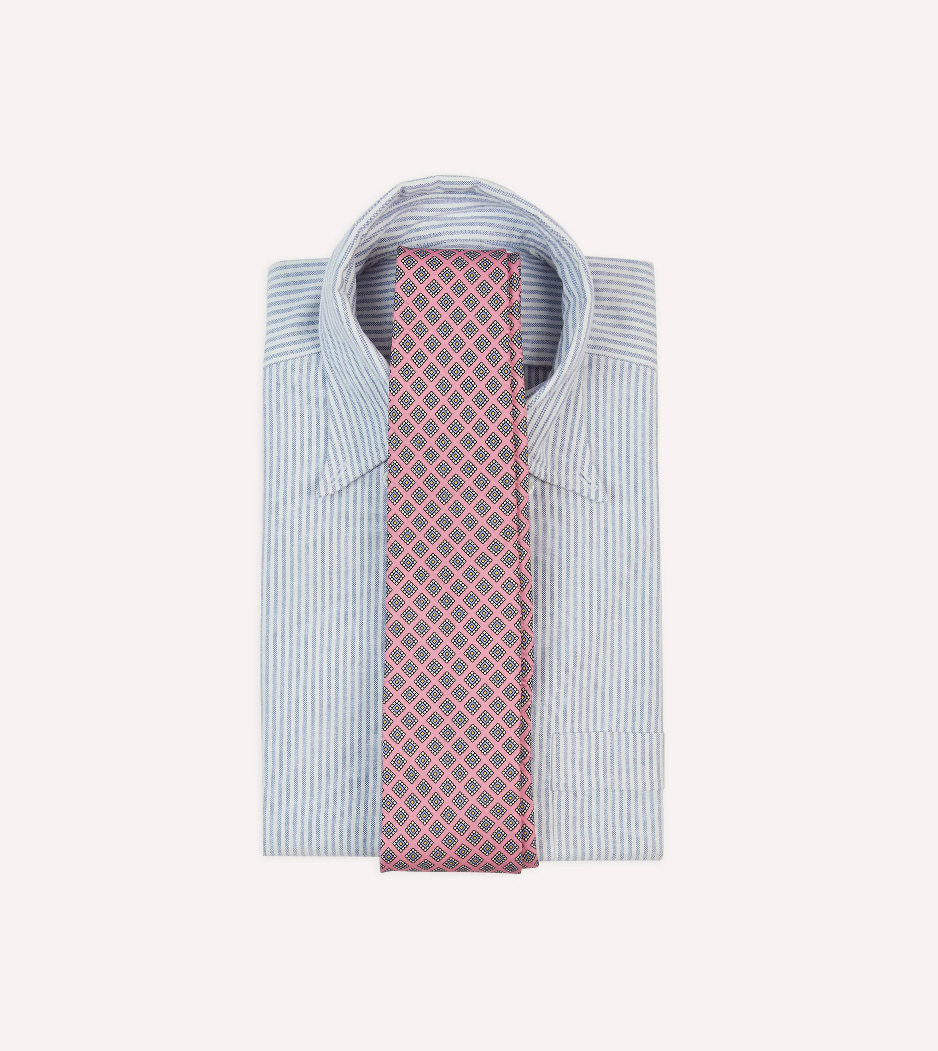 Pink Square Medallion Self-Tipped Silk Tie sold by Drake's London product image thumbnail 2