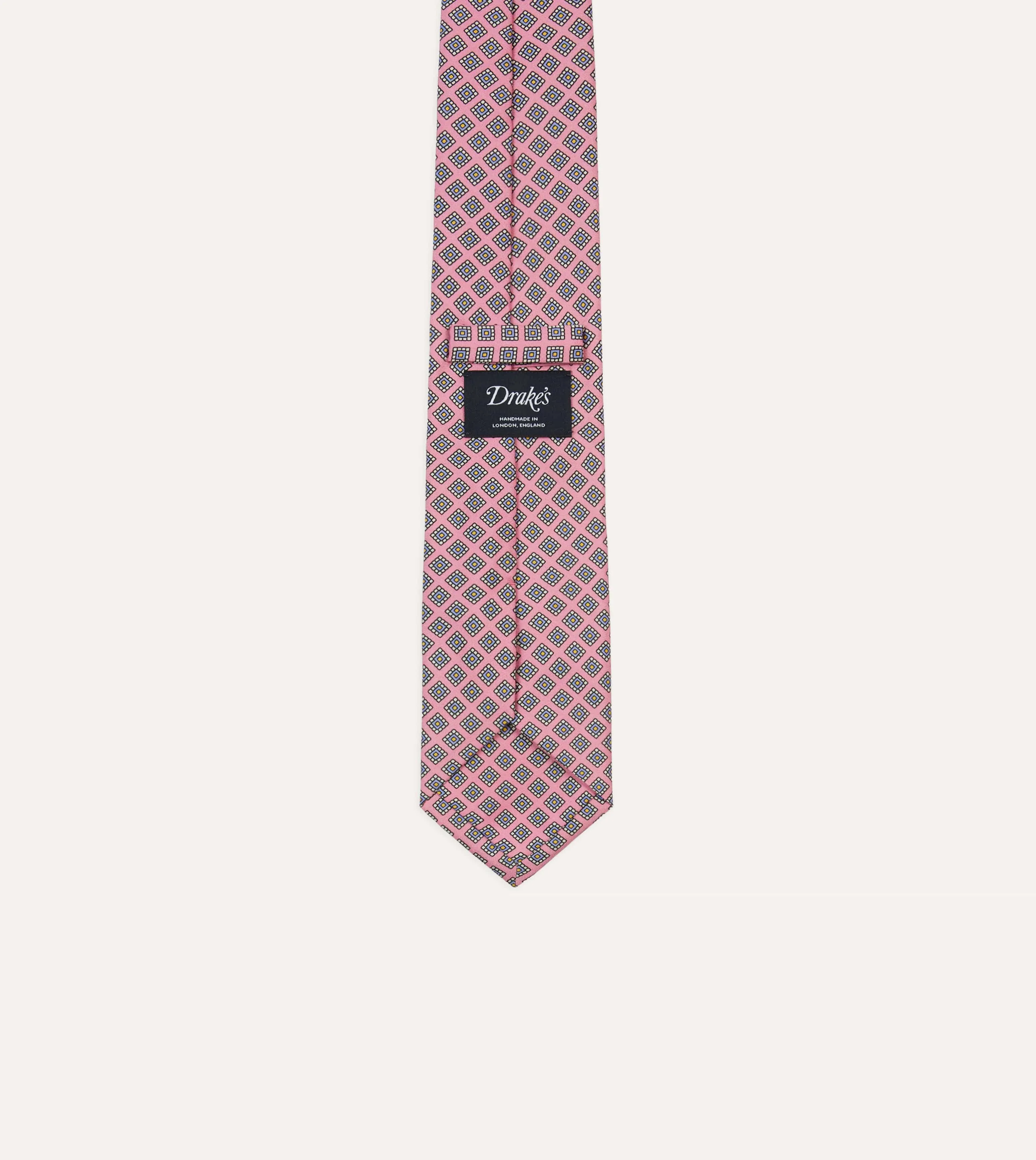 Pink Square Medallion Self-Tipped Silk Tie sold by Drake's London product image thumbnail 4