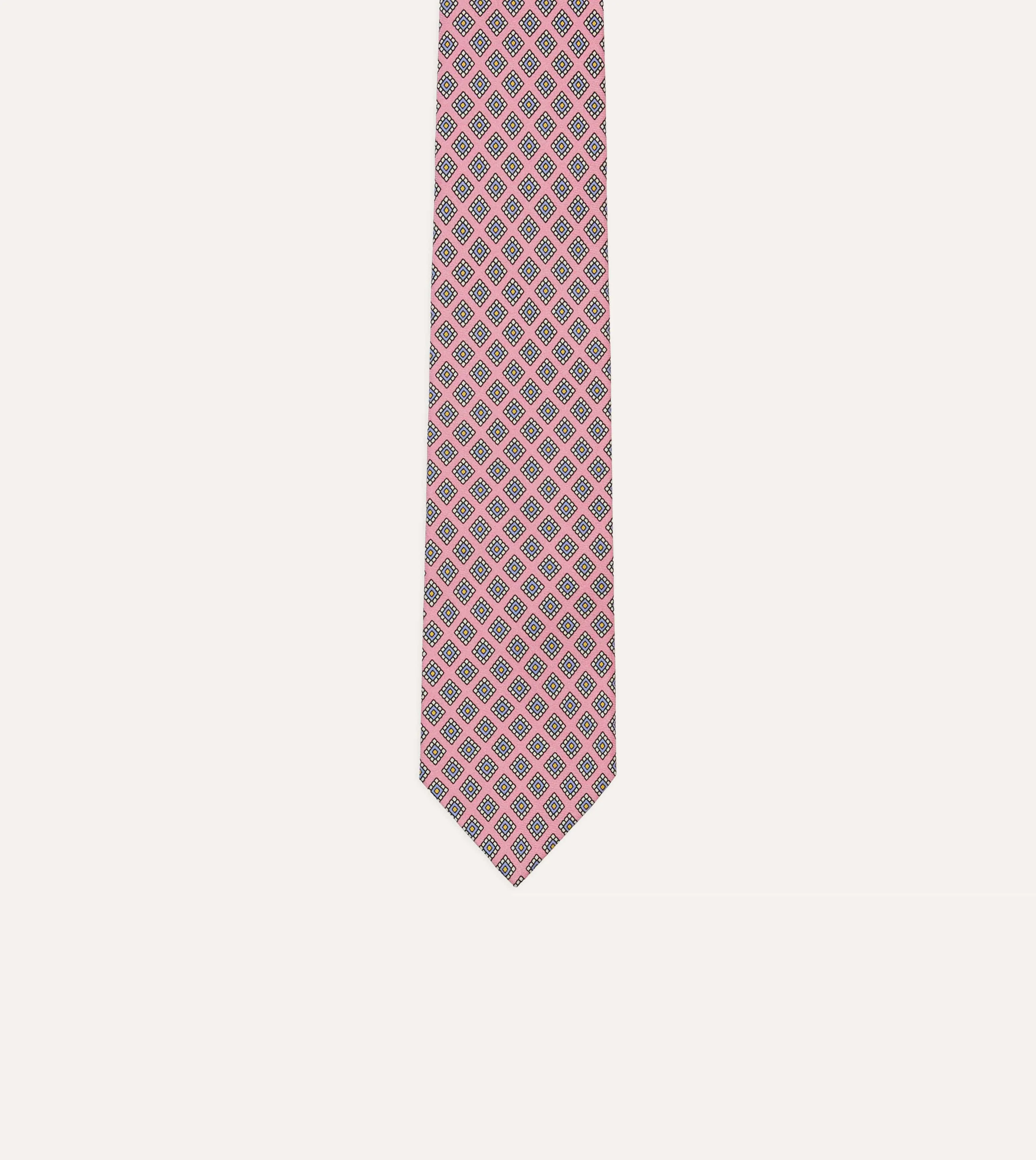 Pink Square Medallion Self-Tipped Silk Tie sold by Drake's London product image thumbnail 3