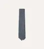 Navy Square Medallion Self-Tipped Silk Tie sold by Drake's London
