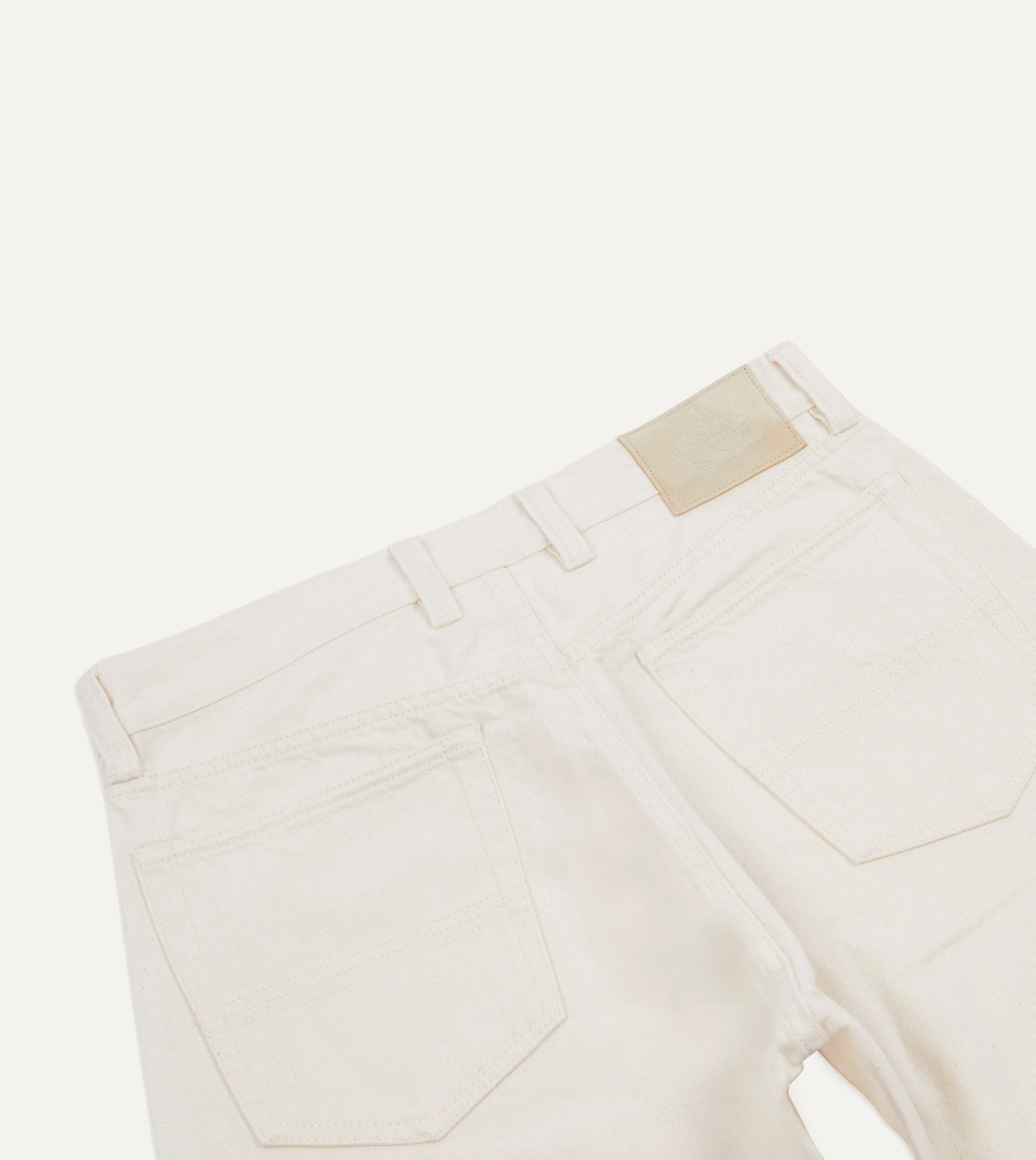 Ecru 12.7oz Selvedge Denim Tonal Stitch Five-Pocket Jeans sold by Drake's London product image thumbnail 5