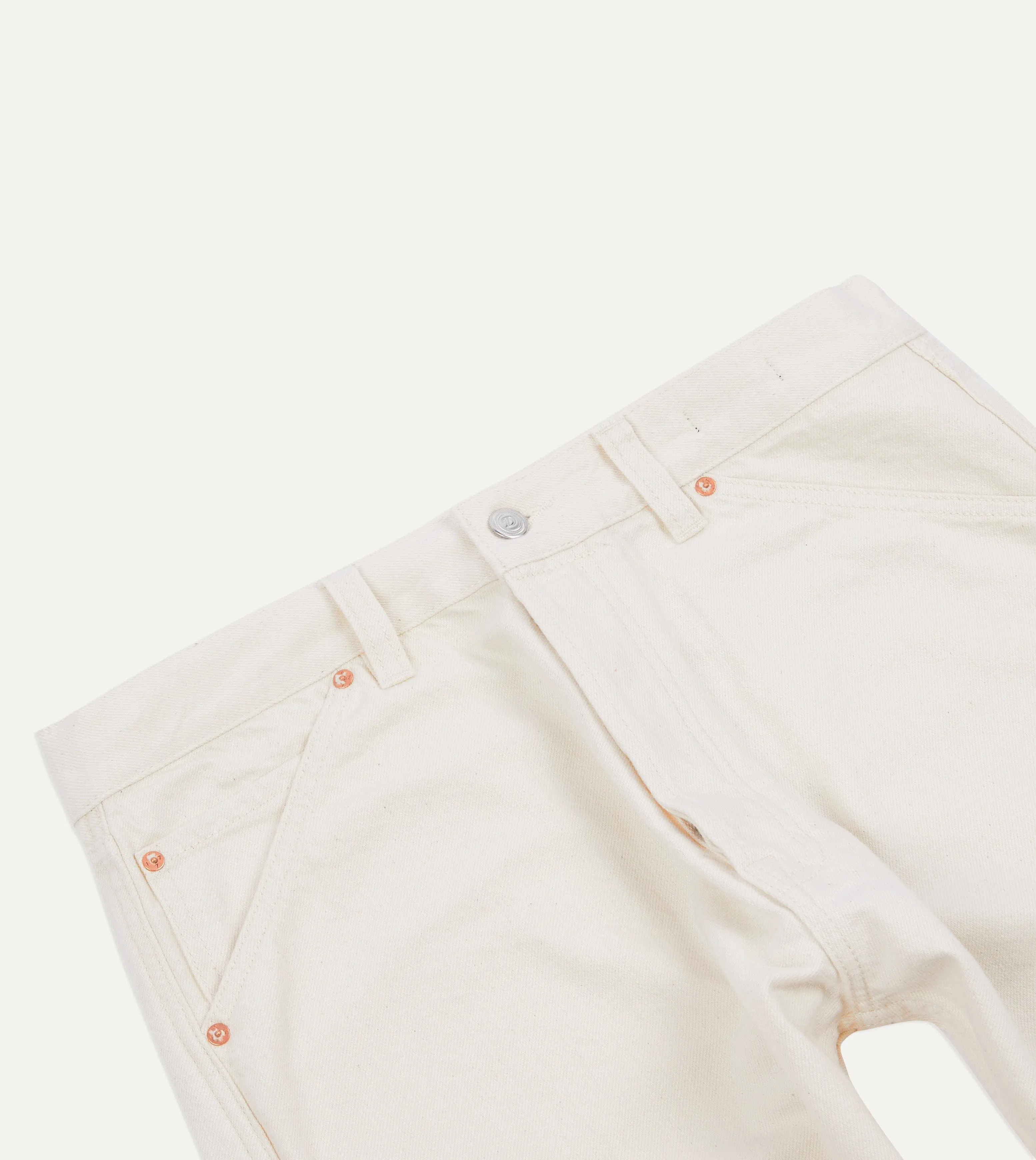 Ecru 12.7oz Selvedge Denim Tonal Stitch Five-Pocket Jeans sold by Drake's London product image thumbnail 3