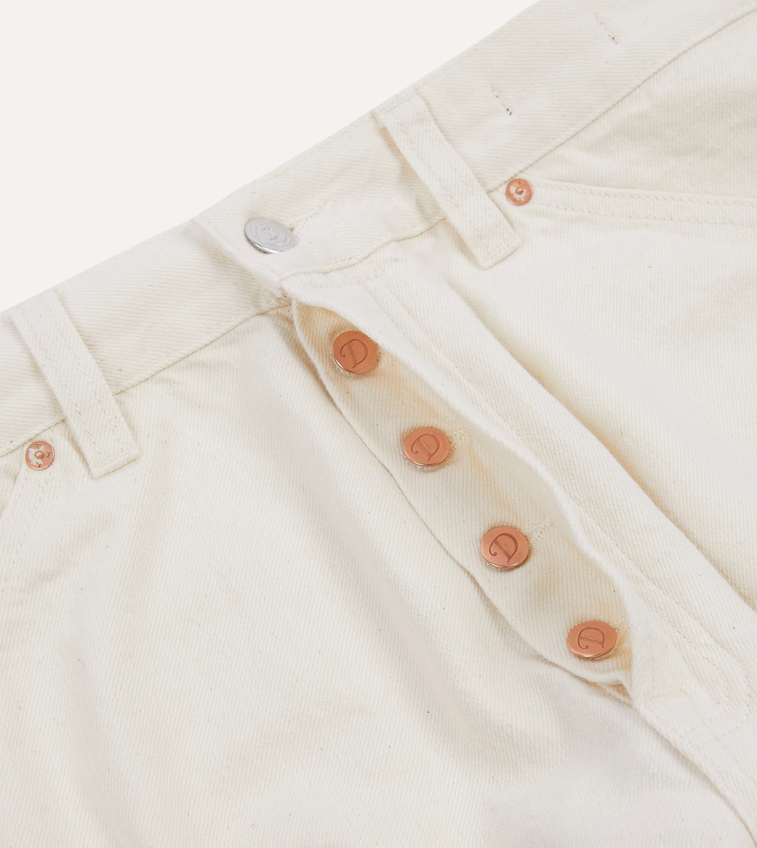 Ecru 12.7oz Selvedge Denim Tonal Stitch Five-Pocket Jeans sold by Drake's London product image thumbnail 4