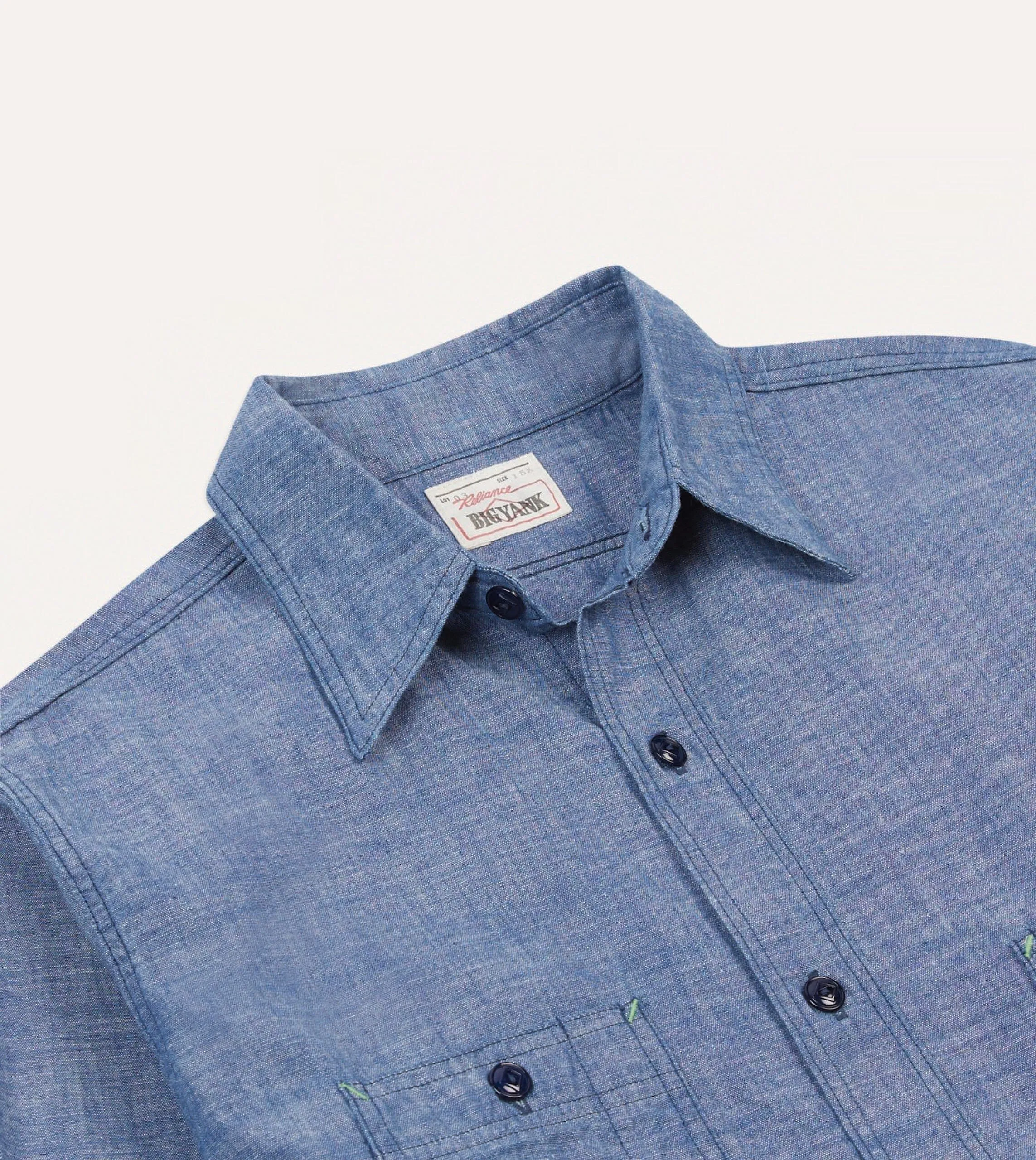 Big Yank '1942' Indigo Chambray Shirt sold by Drake's London product image thumbnail 3