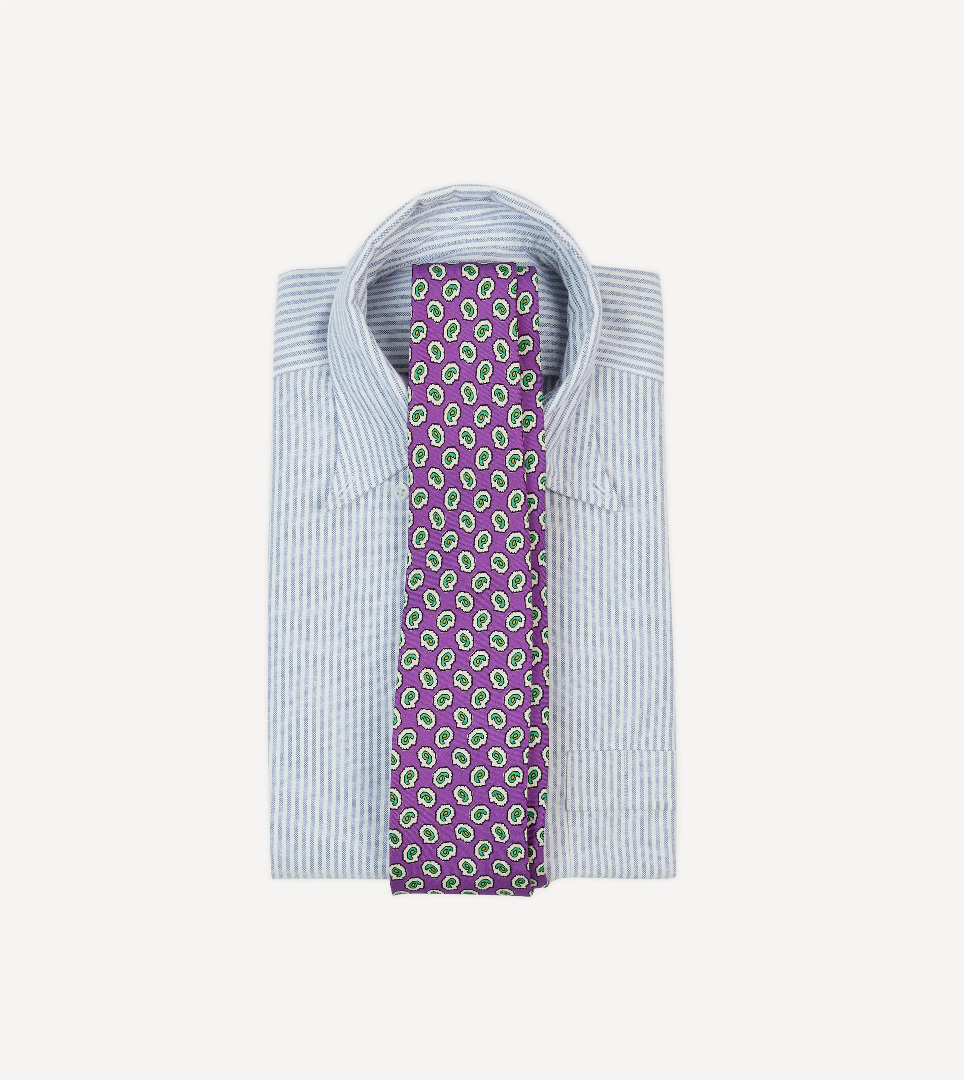 Purple Small Paisley Leaf Print Silk Self Tipped Tie sold by Drake's London product image thumbnail 2