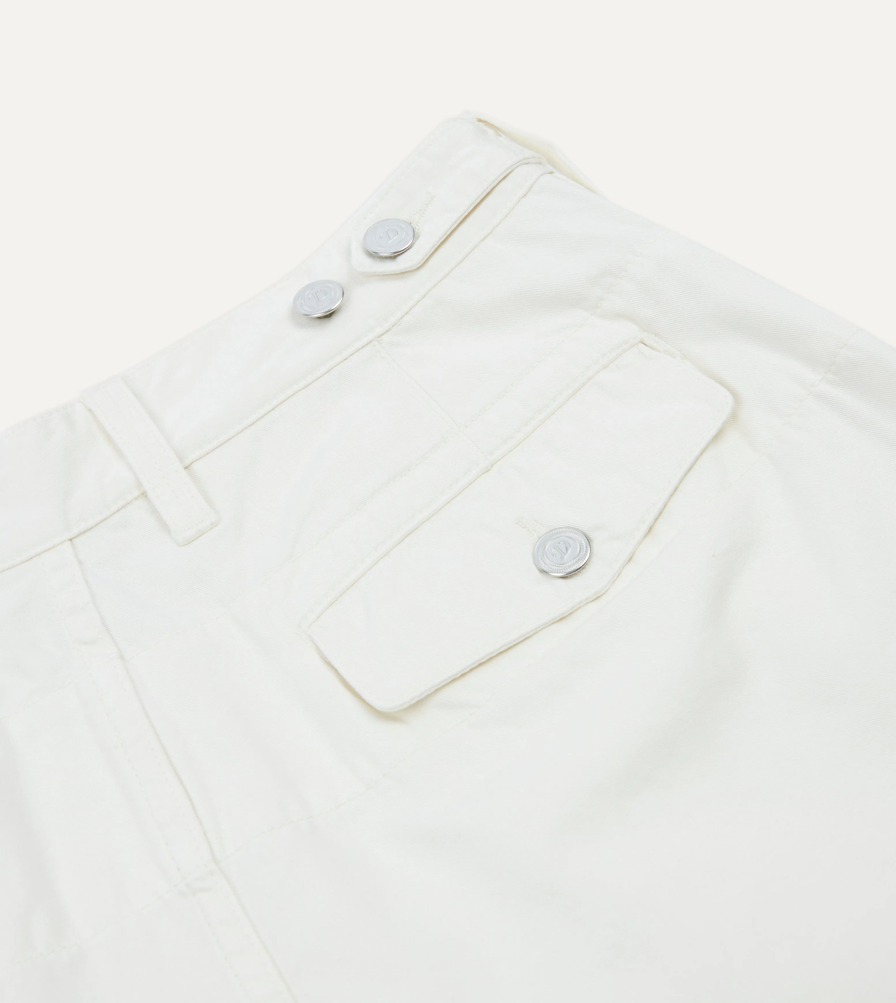 Washed Ecru Cotton Twill Single-Pleat Shorts sold by Drake's London product image thumbnail 5