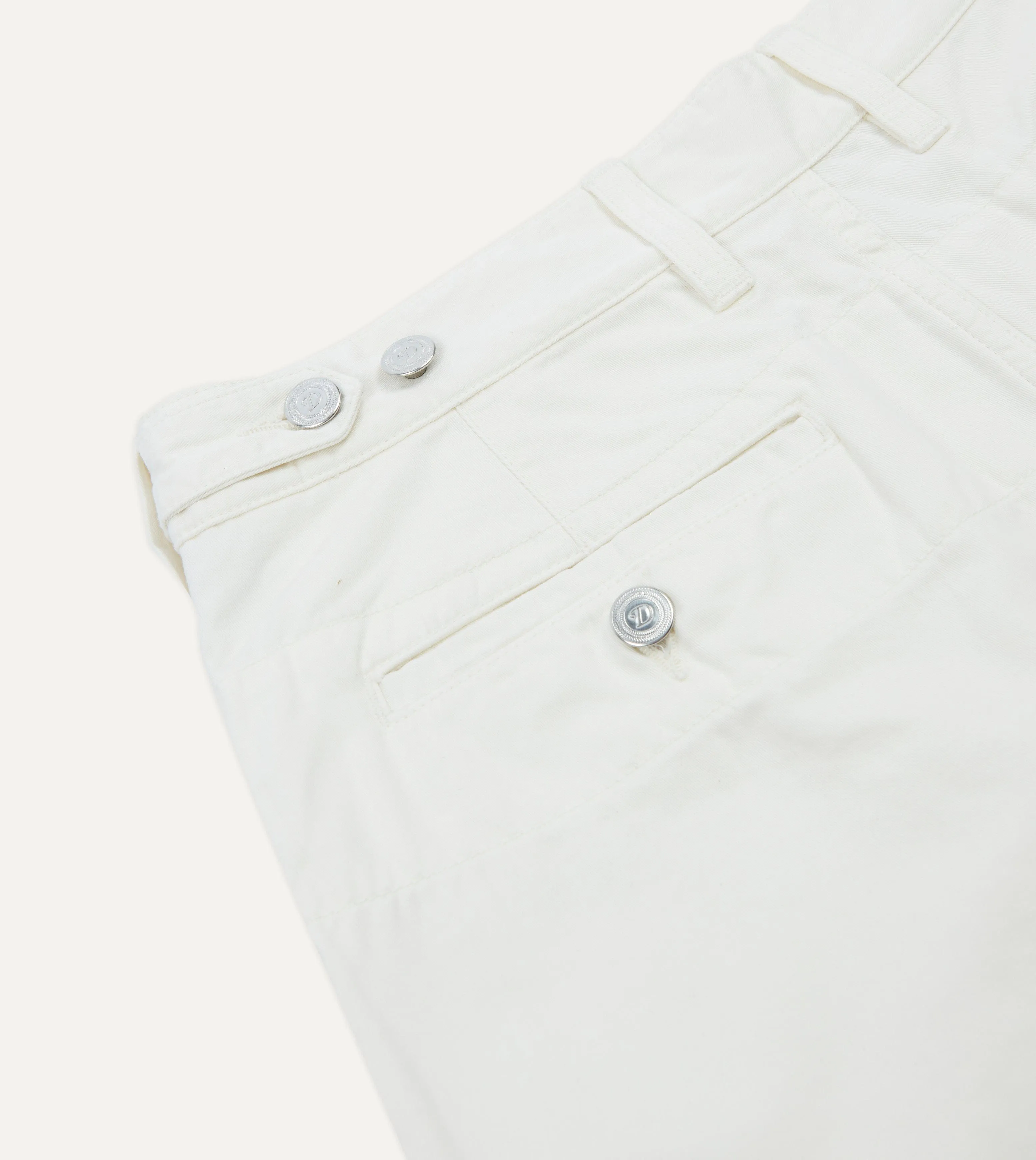 Washed Ecru Cotton Twill Single-Pleat Shorts sold by Drake's London product image thumbnail 4
