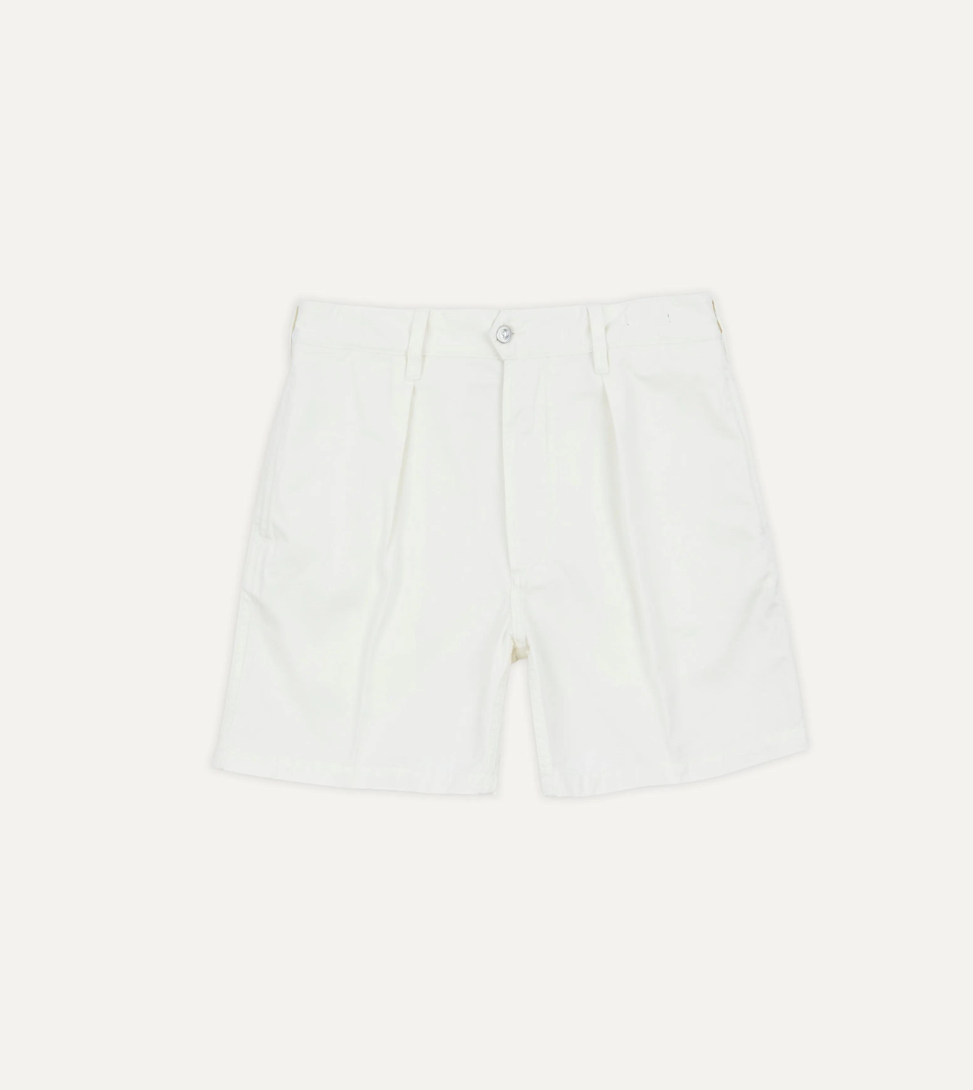 Washed Ecru Cotton Twill Single-Pleat Shorts sold by Drake's London