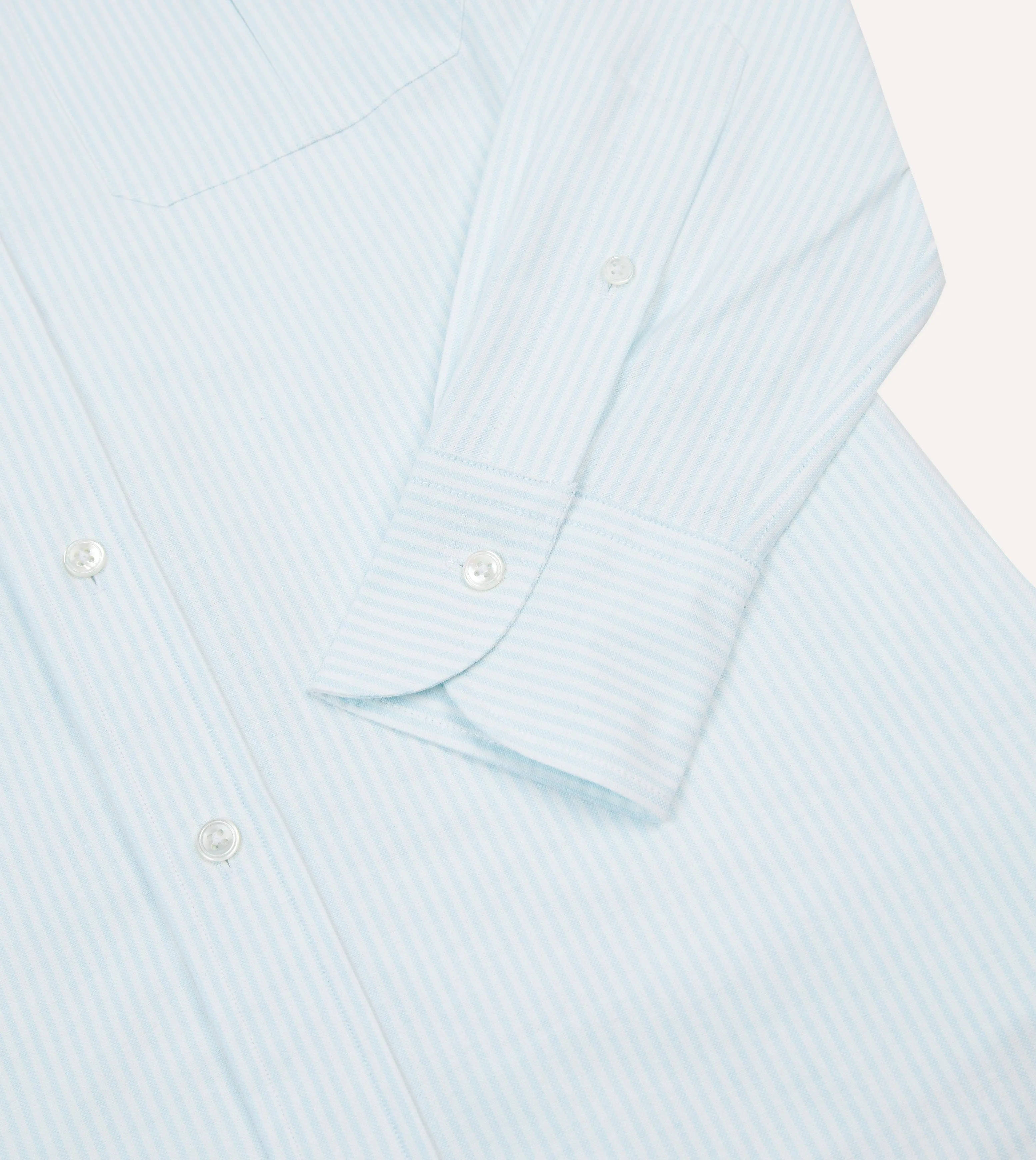 Blue Ticking Stripe Cotton Oxford Cloth Pocket Button-Down Shirt sold by Drake's London product image thumbnail 5