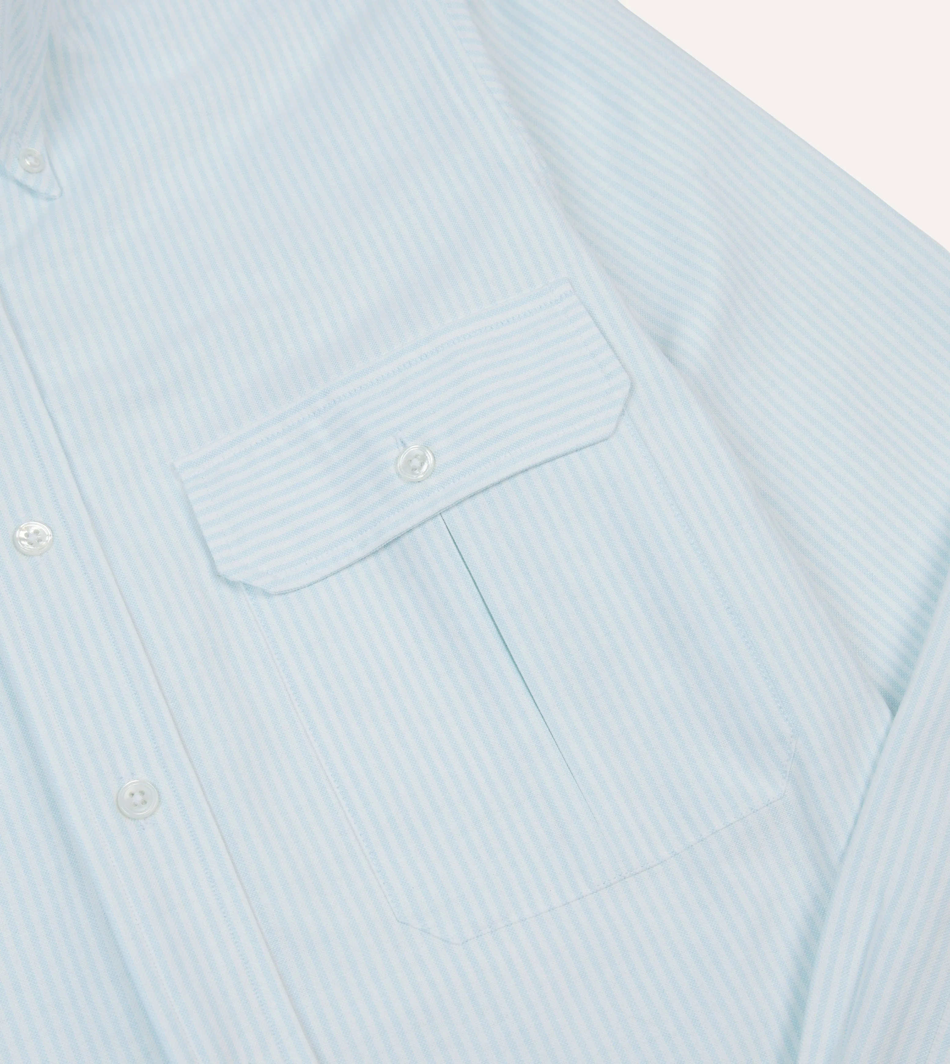 Blue Ticking Stripe Cotton Oxford Cloth Pocket Button-Down Shirt sold by Drake's London product image thumbnail 4