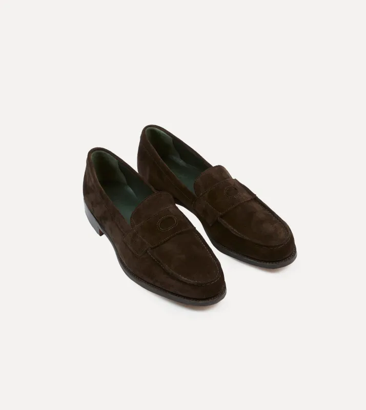 Brown Suede Charles Mk II Goodyear Welted Penny Loafer sold by Drake's London