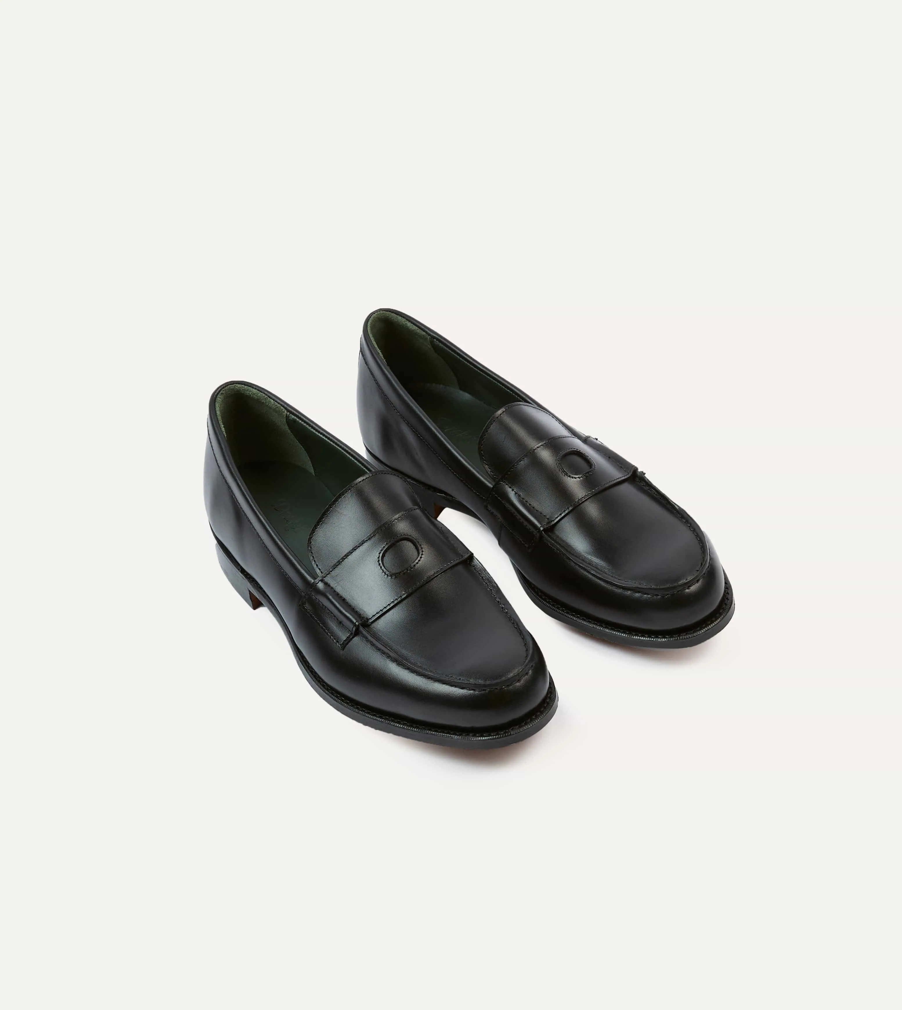 Black Calf Leather Charles Mk II Goodyear Welted Penny Loafer sold by Drake's London