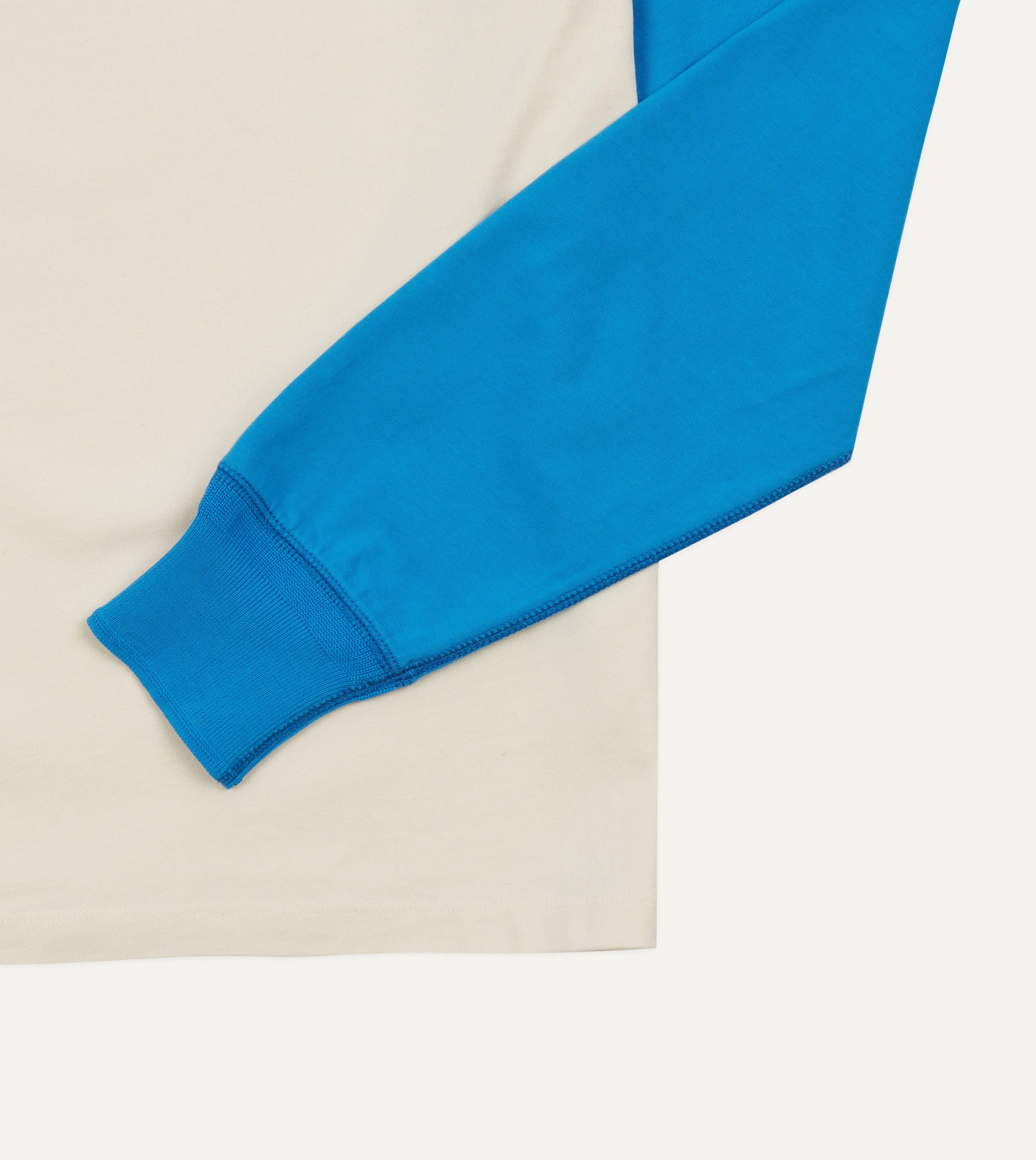 Blue and Antique White Raglan Sleeve Hiking T-Shirt sold by Drake's London product image thumbnail 5