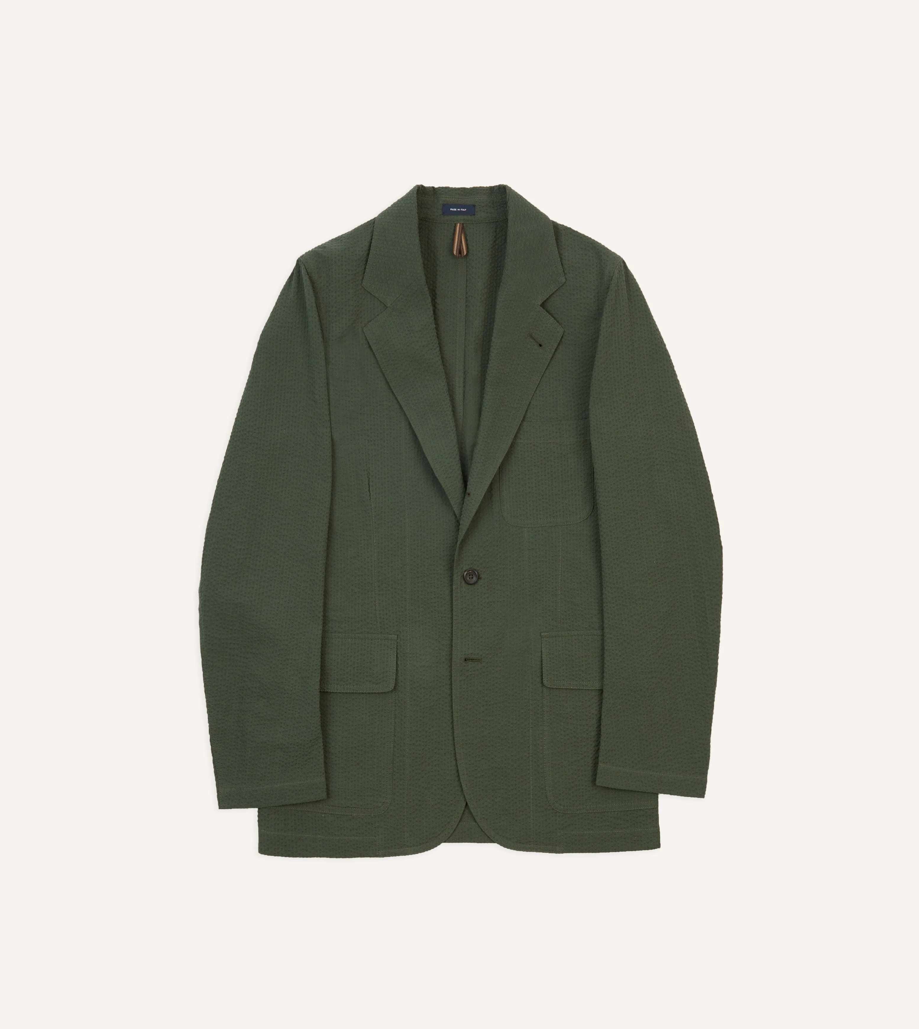Olive Seersucker Games Blazer Mk. I sold by Drake's London