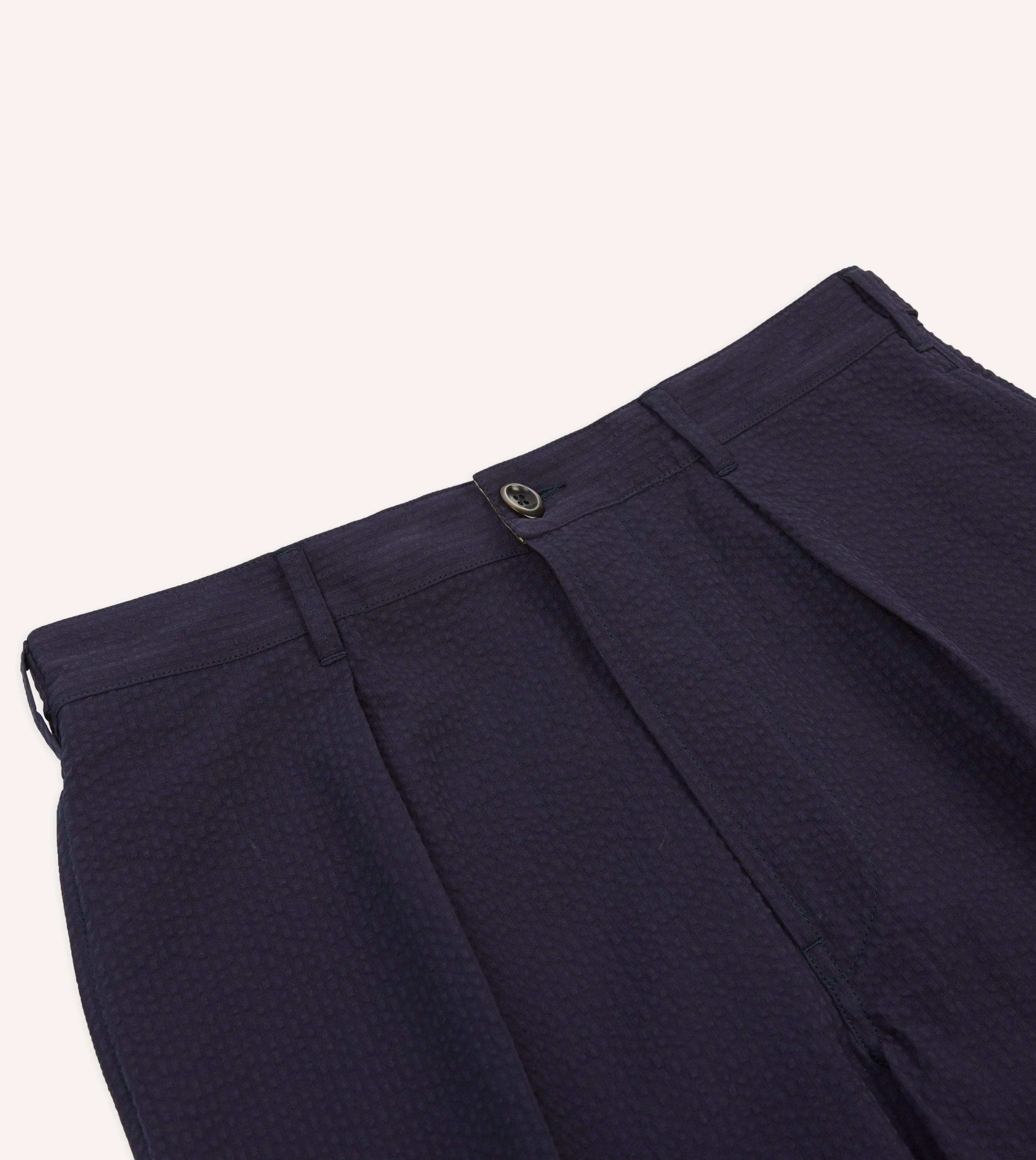 Navy Seersucker Games Trousers sold by Drake's London product image thumbnail 3