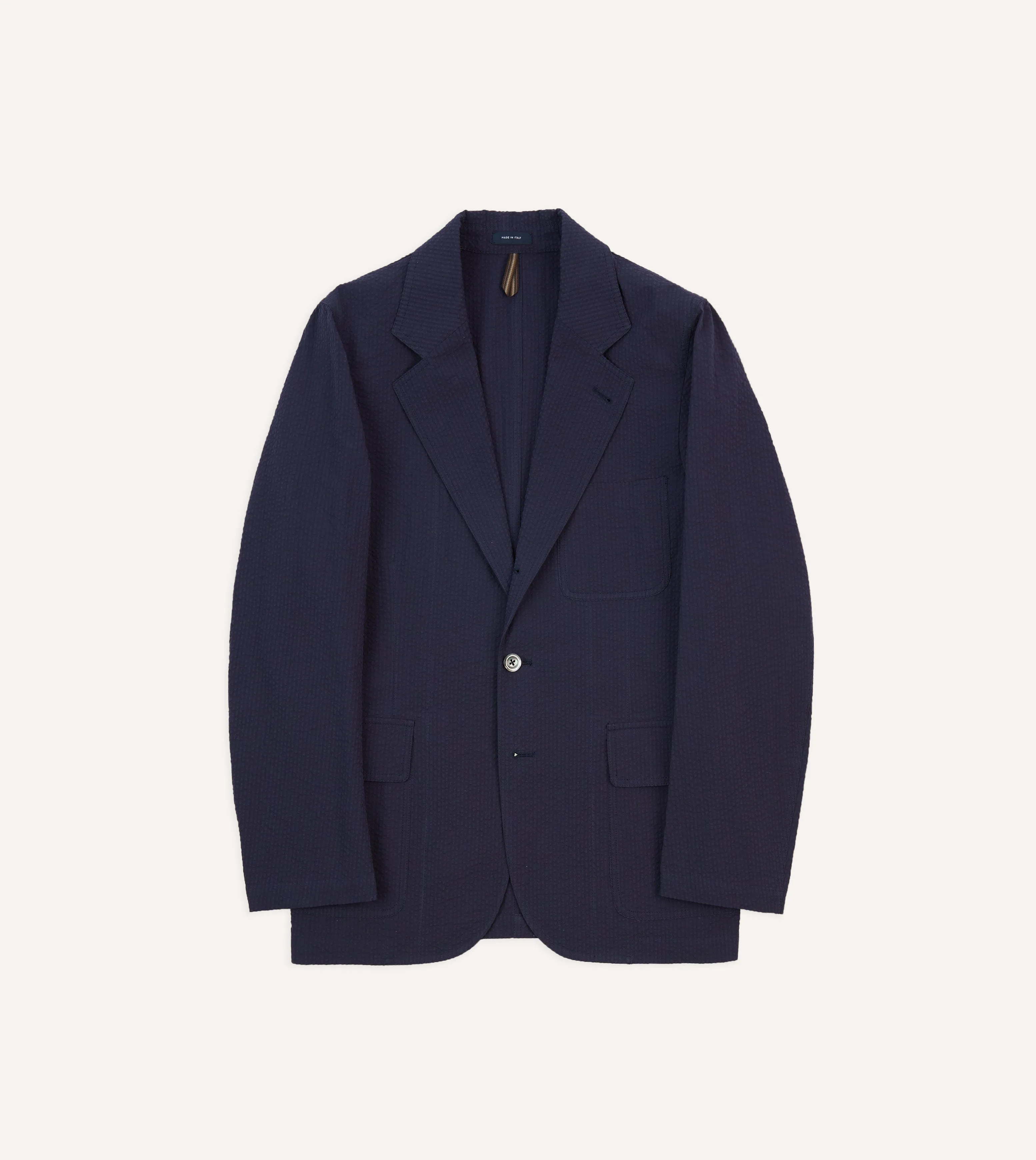 Navy Seersucker Games Blazer Mk. I sold by Drake's London