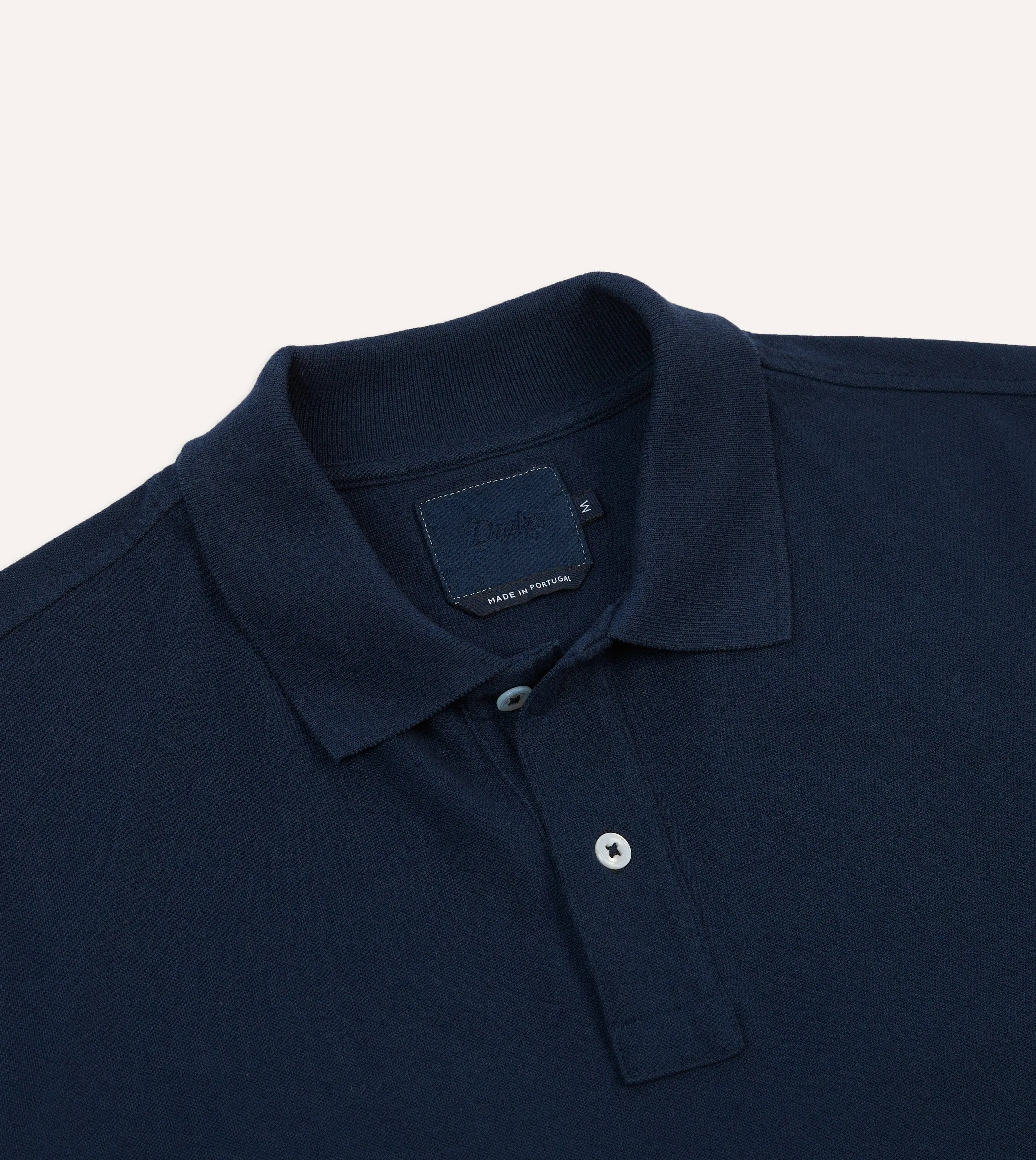Dark Navy Piqué Cotton Polo Shirt sold by Drake's London product image thumbnail 3