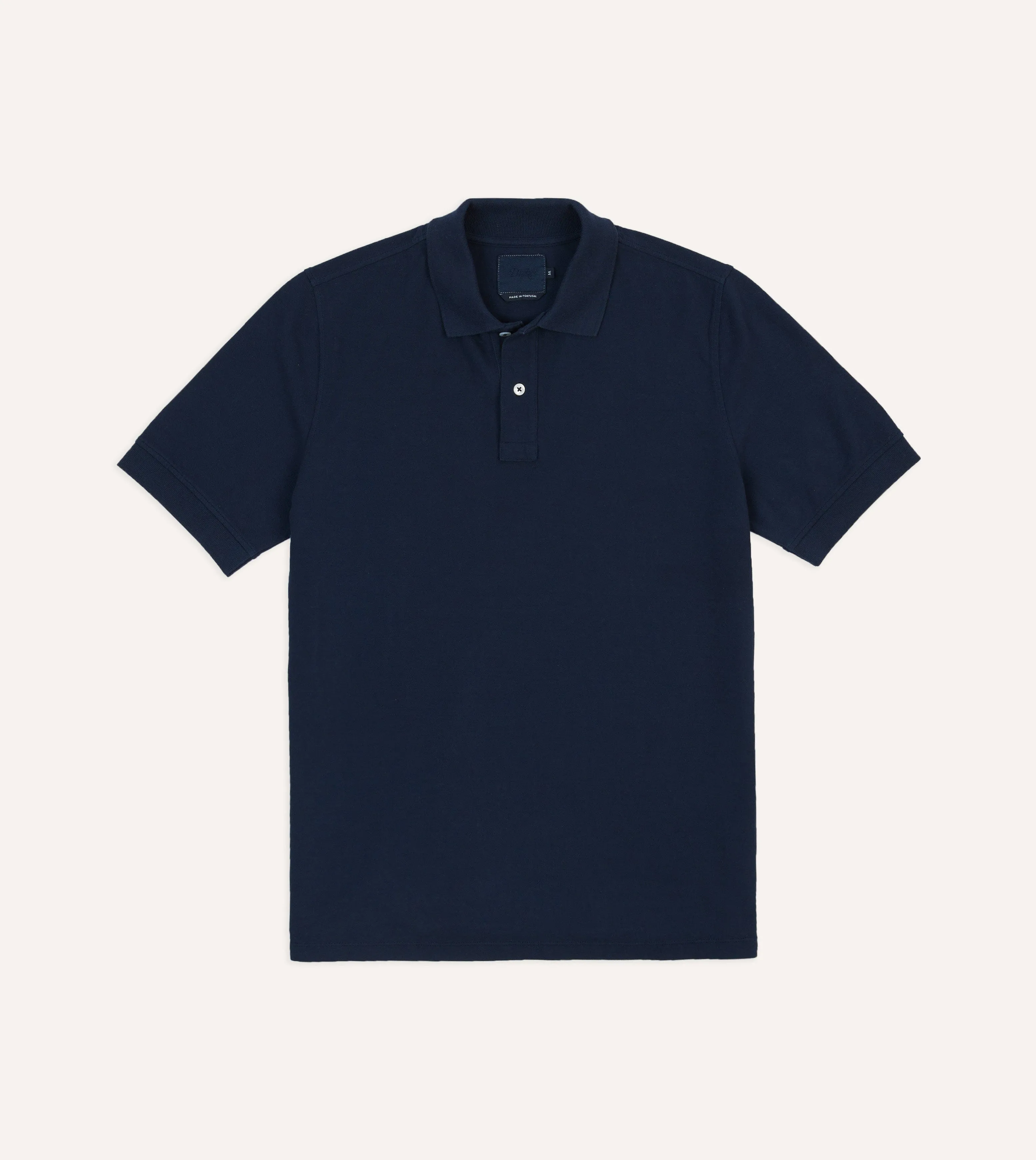 Dark Navy Piqué Cotton Polo Shirt sold by Drake's London
