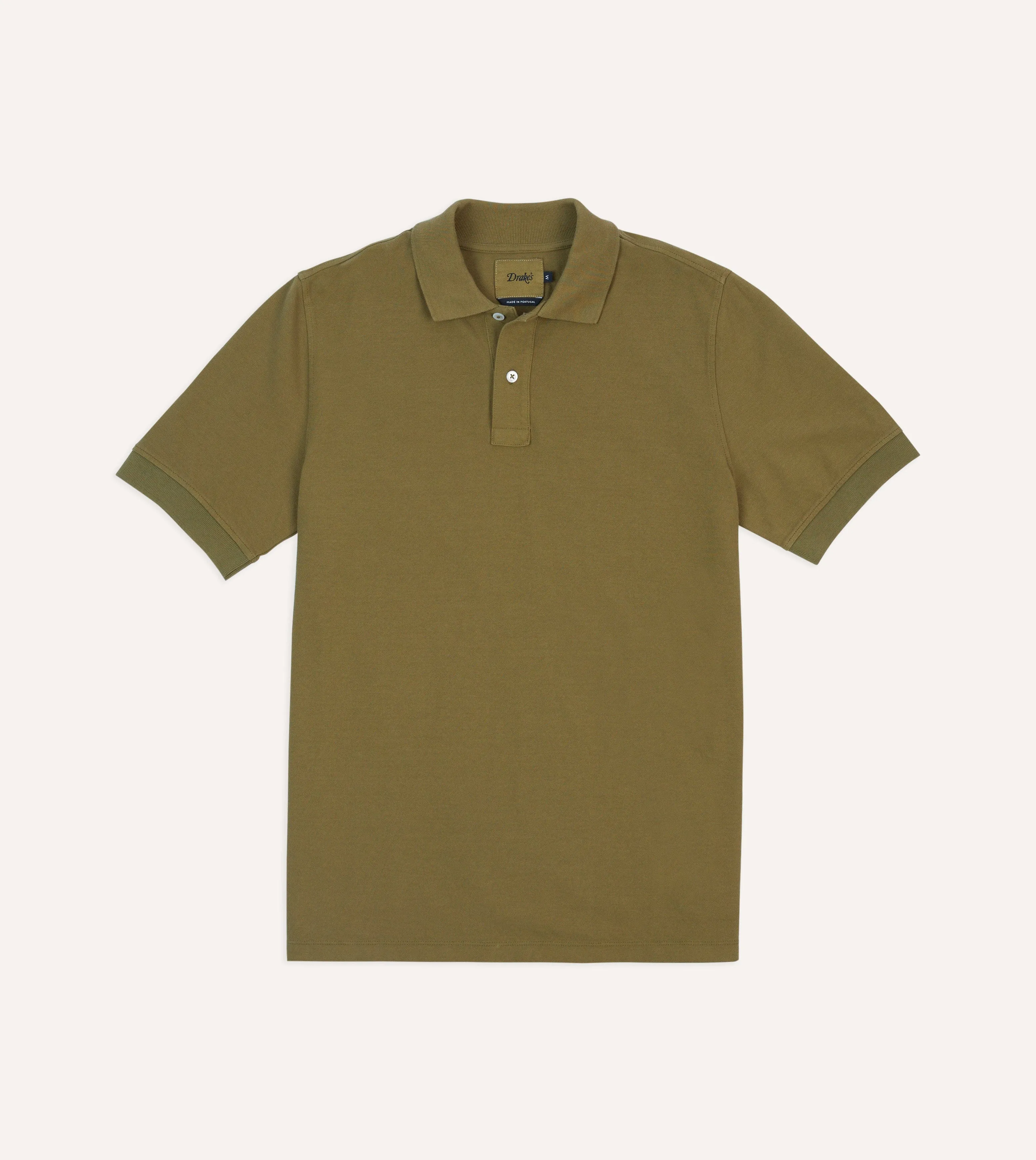 Khaki Piqué Cotton Polo Shirt sold by Drake's London