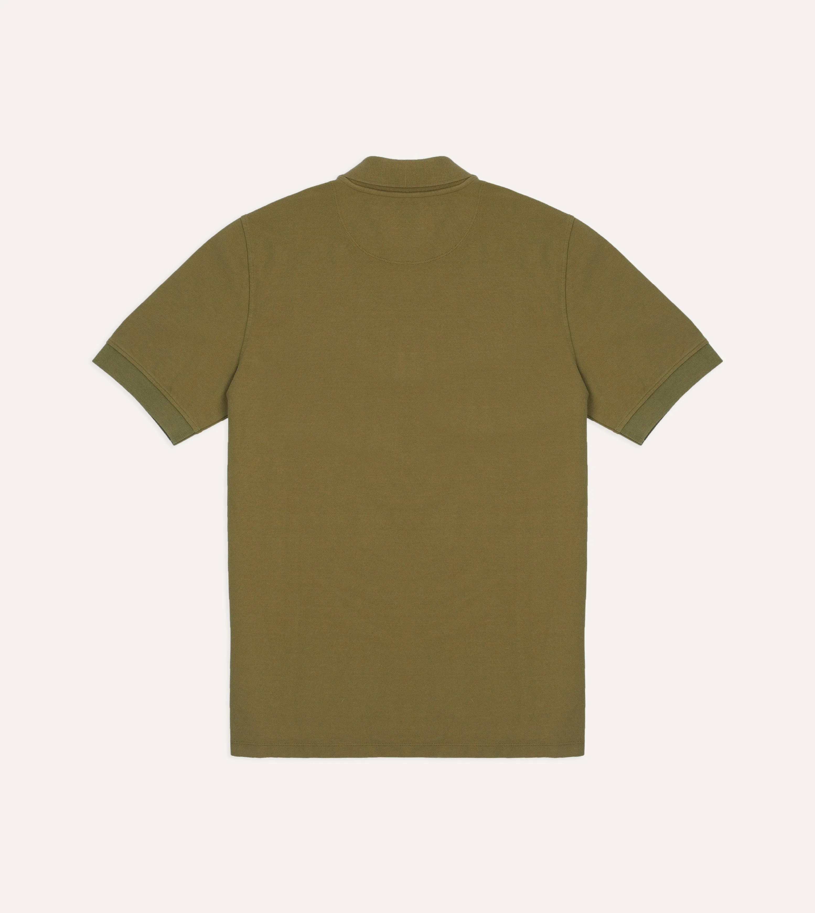 Khaki Piqué Cotton Polo Shirt sold by Drake's London product image thumbnail 4