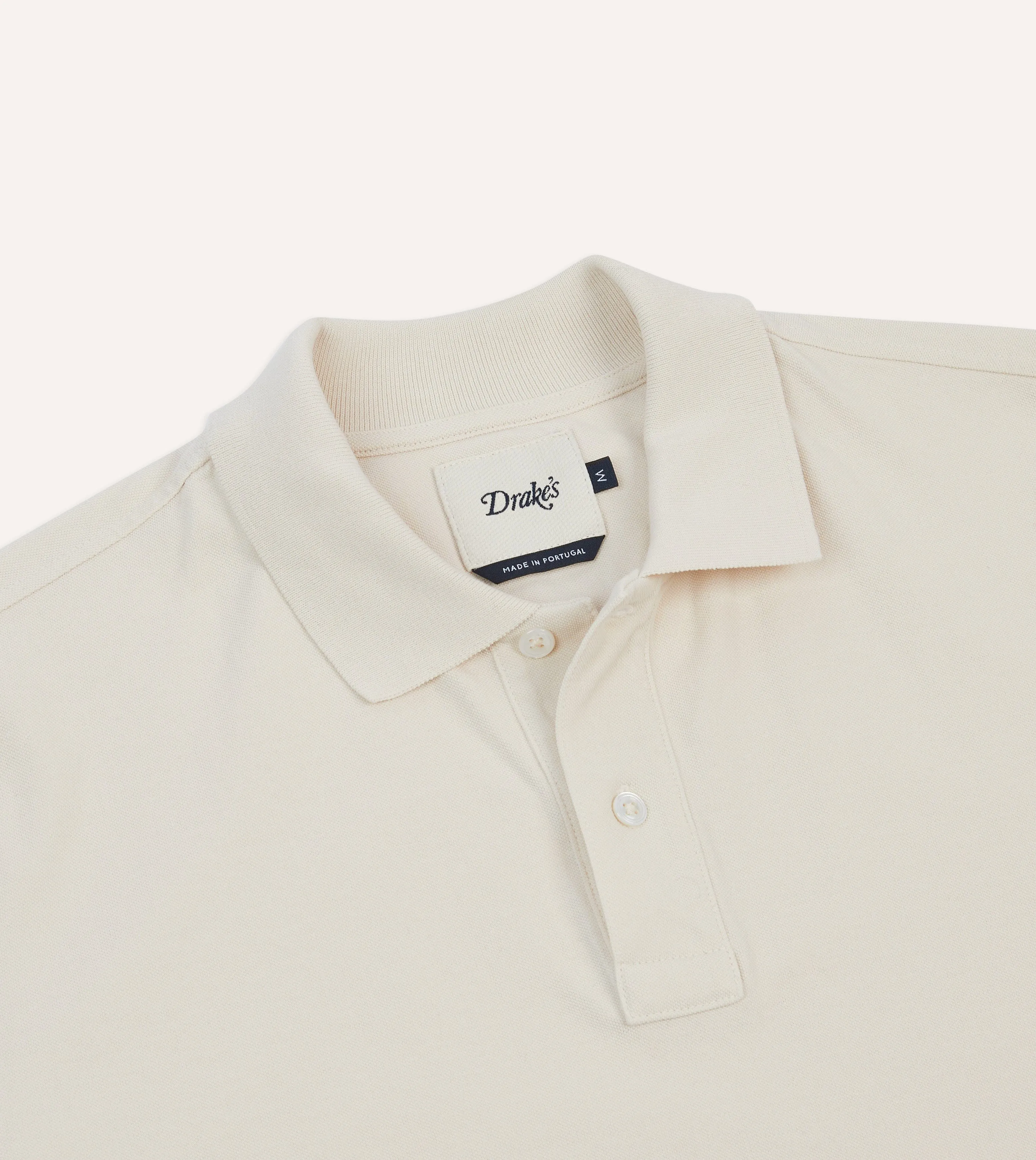 Ecru Piqué Cotton Polo Shirt sold by Drake's London product image thumbnail 3