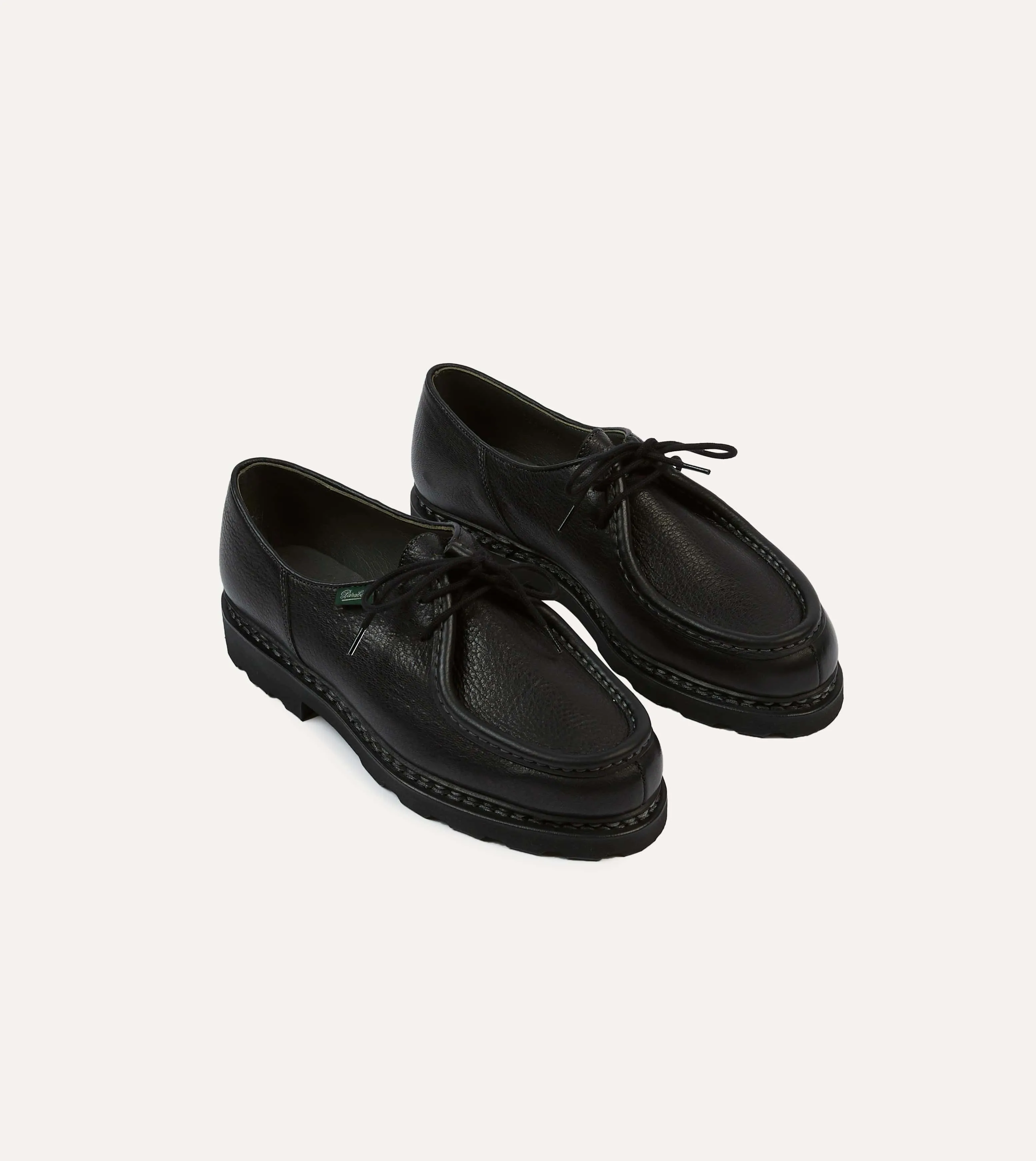 Paraboot Michael Black Deer Leather Derby Shoe sold by Drake's London