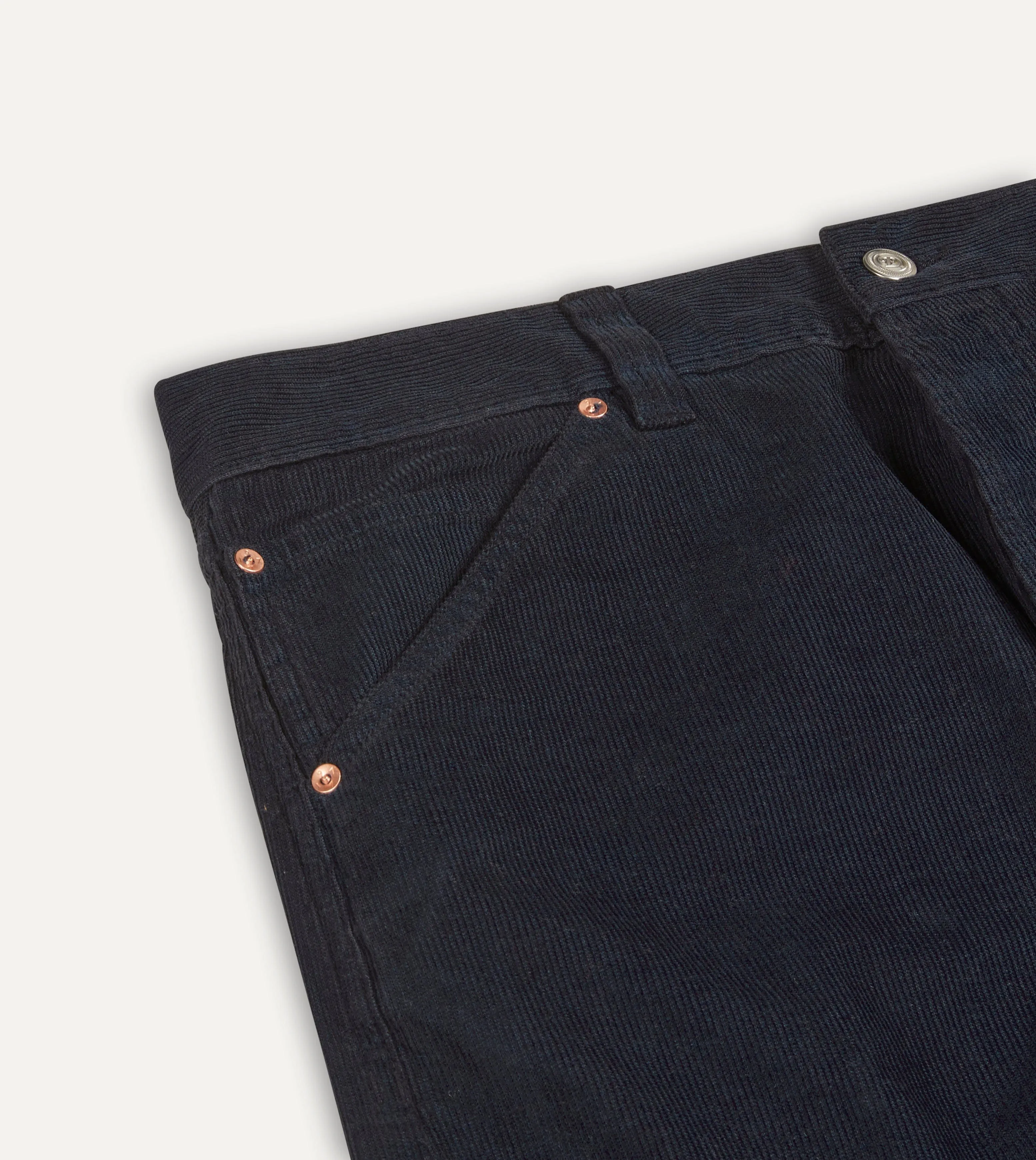 Navy Japanese Selvedge Needlecord Five-Pocket Trousers sold by Drake's London product image thumbnail 3