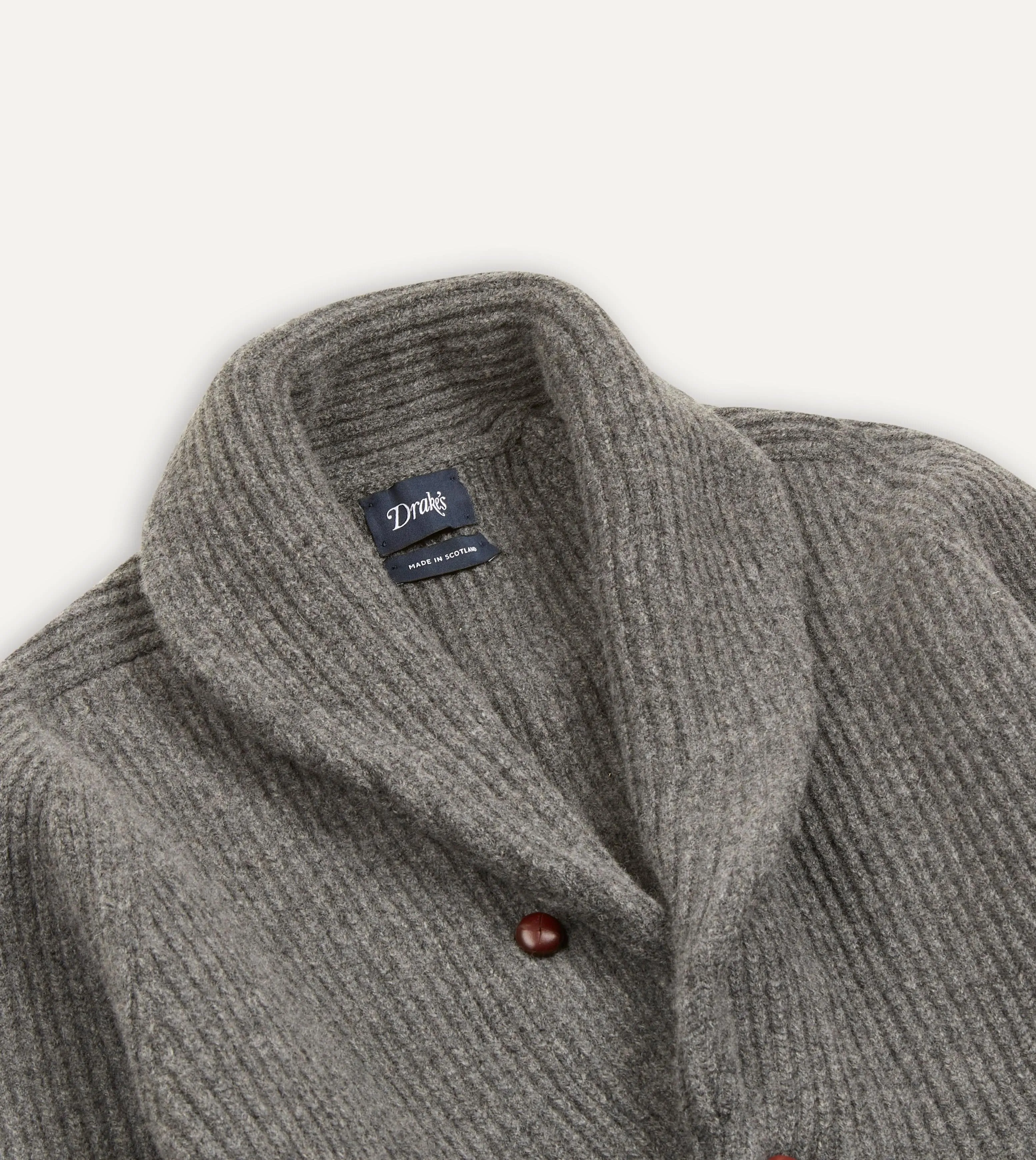Grey Lambswool Shawl Collar Cardigan sold by Drake's London product image thumbnail 3