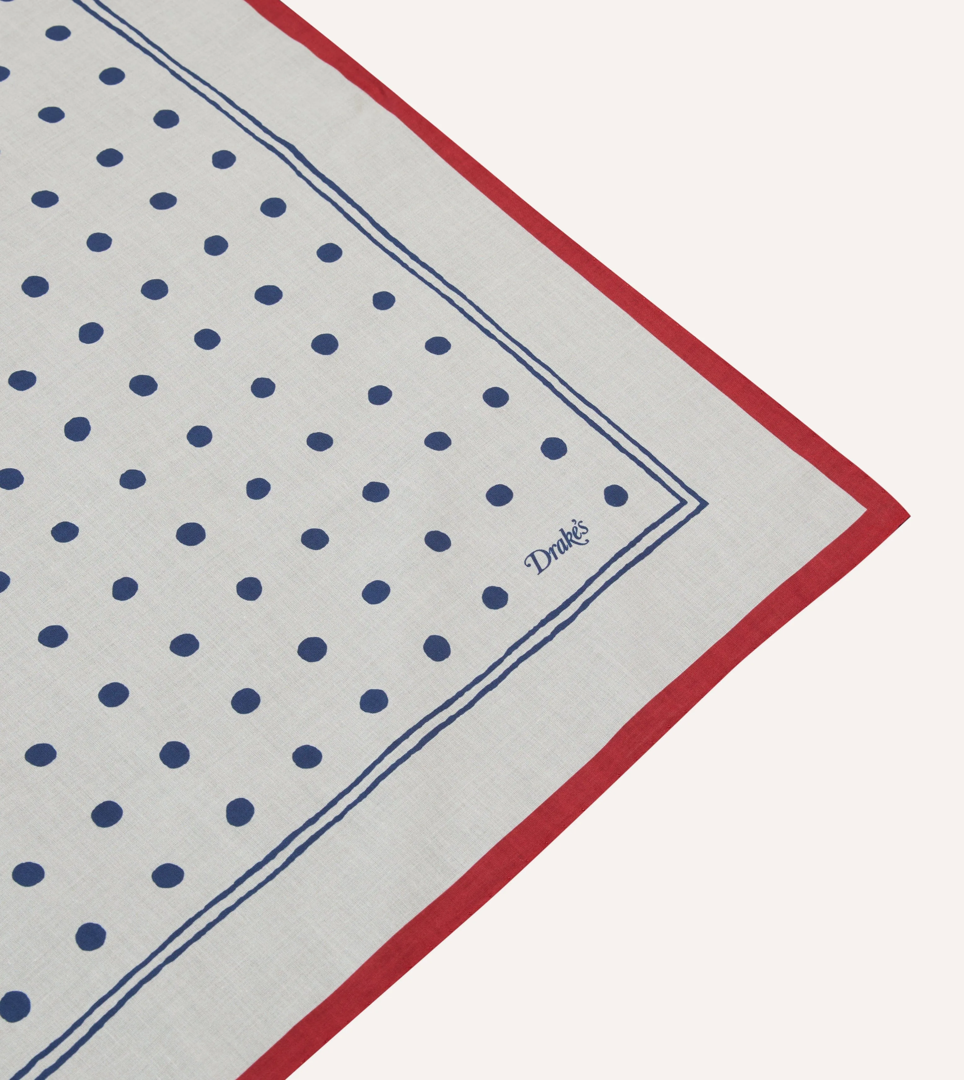 White and Navy Polka Dot Print Bandana sold by Drake's London product image thumbnail 3
