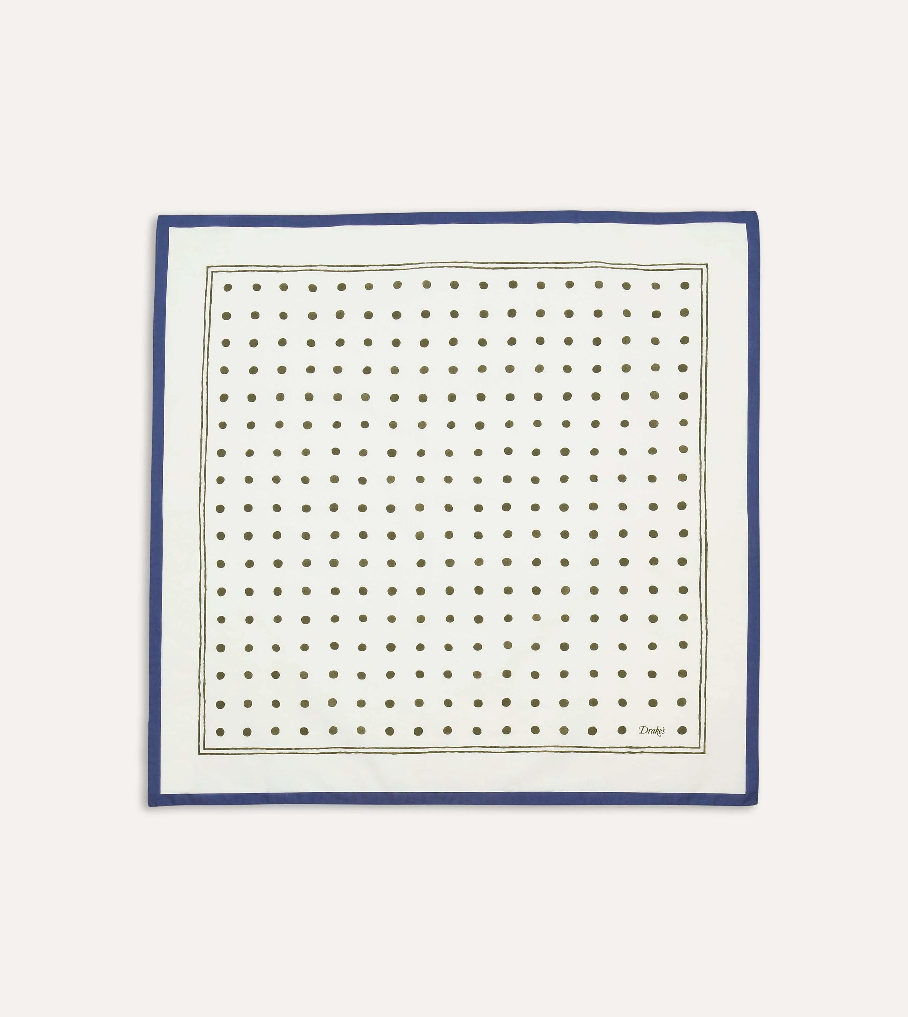 White and Green Polka Dot Print Bandana sold by Drake's London